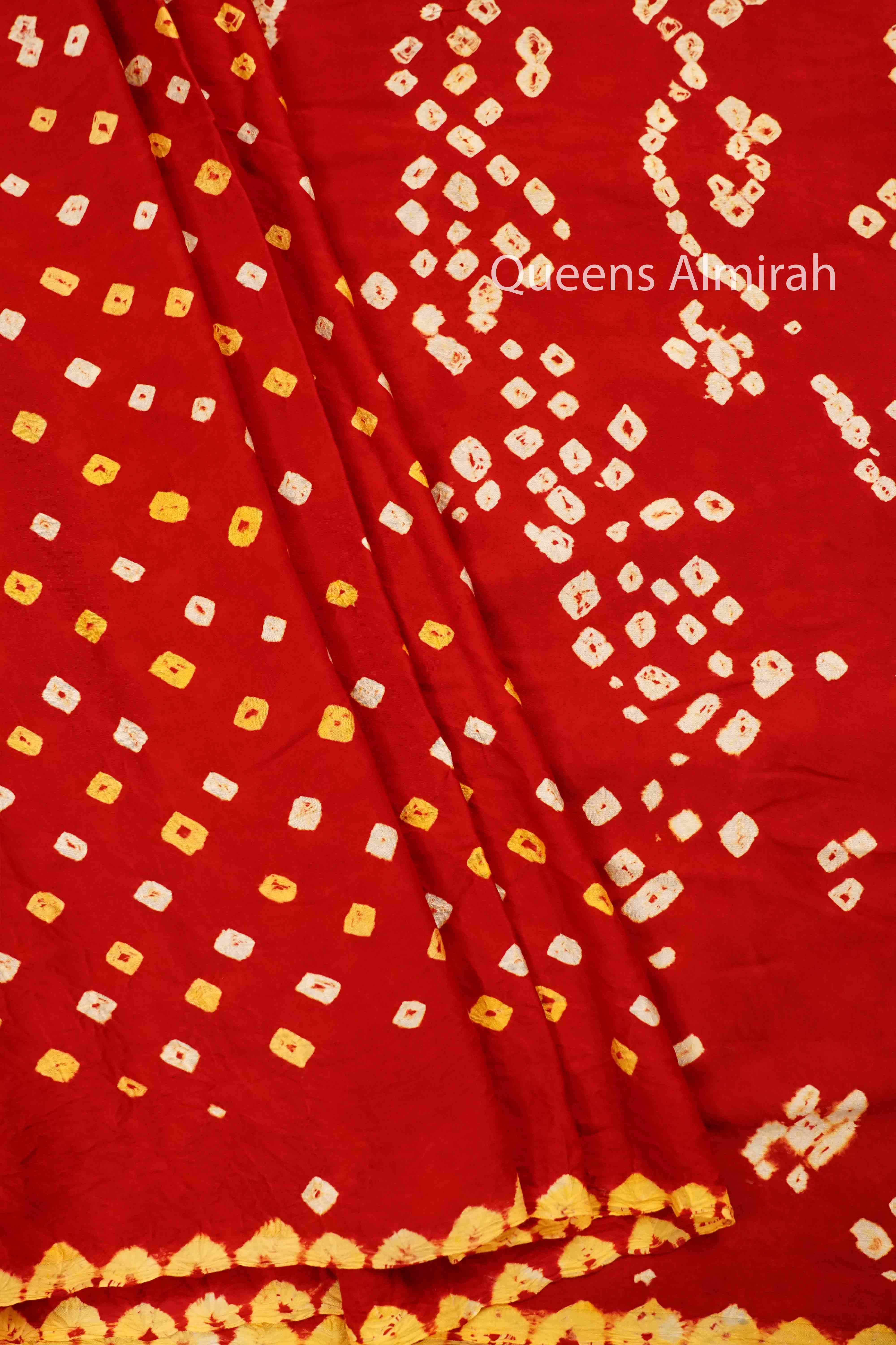 LAVA RED MODAL SILK SAREE - Queens Jewel Emporium