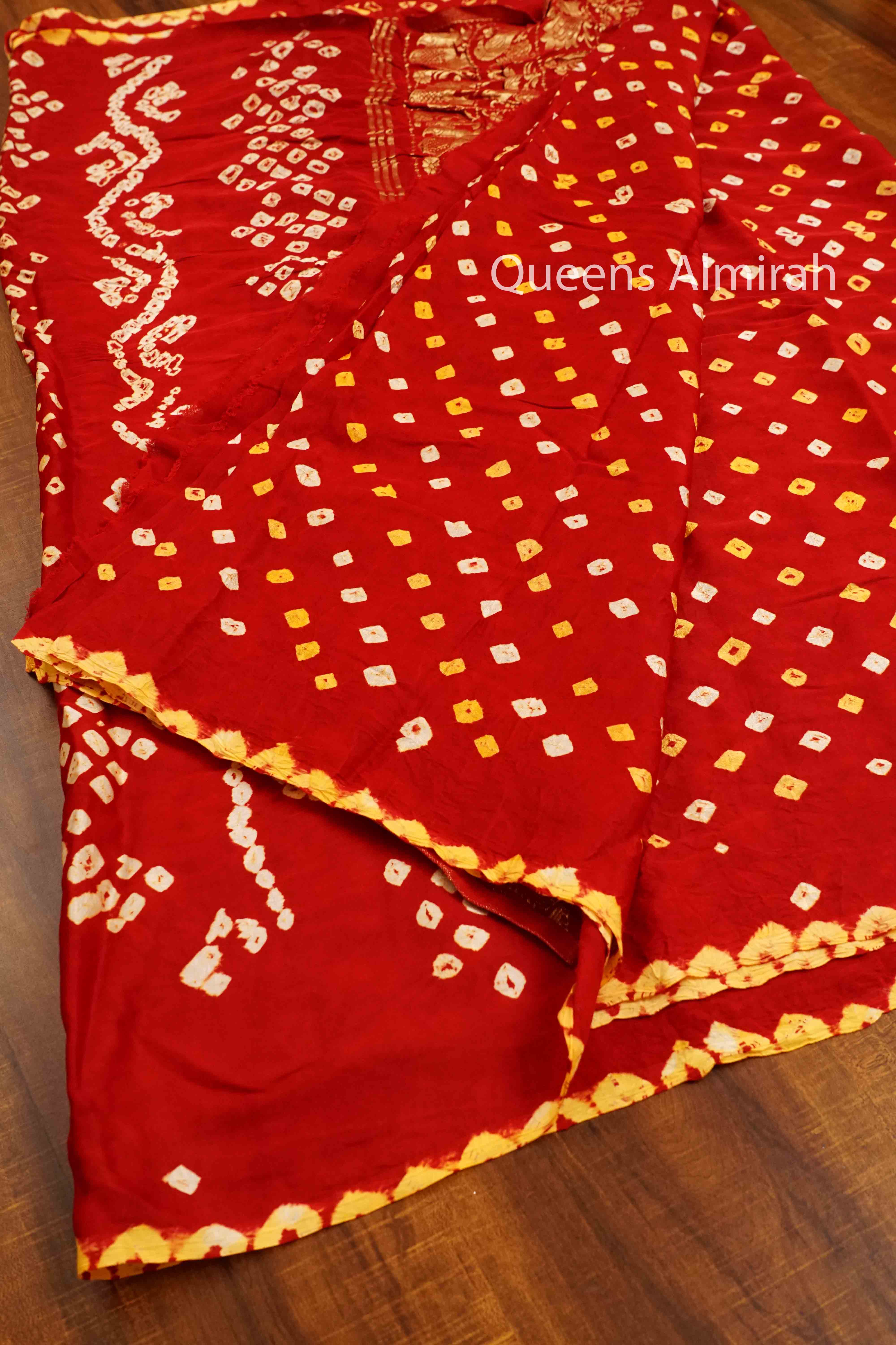 LAVA RED MODAL SILK SAREE - Queens Jewel Emporium