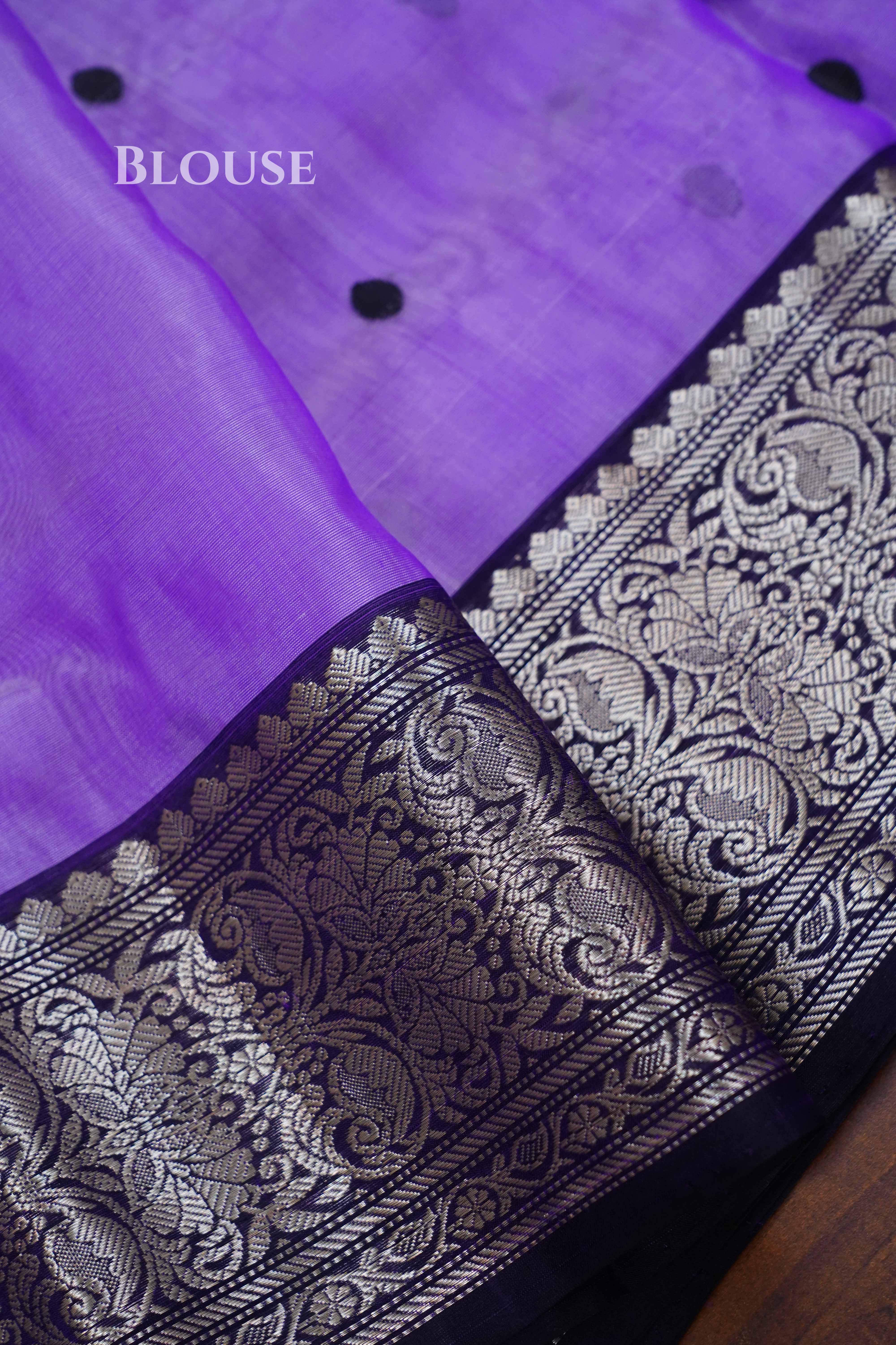 Lavender Indigo Chanderi Katan Silk Handloom Saree QUEENS ALMIRAH