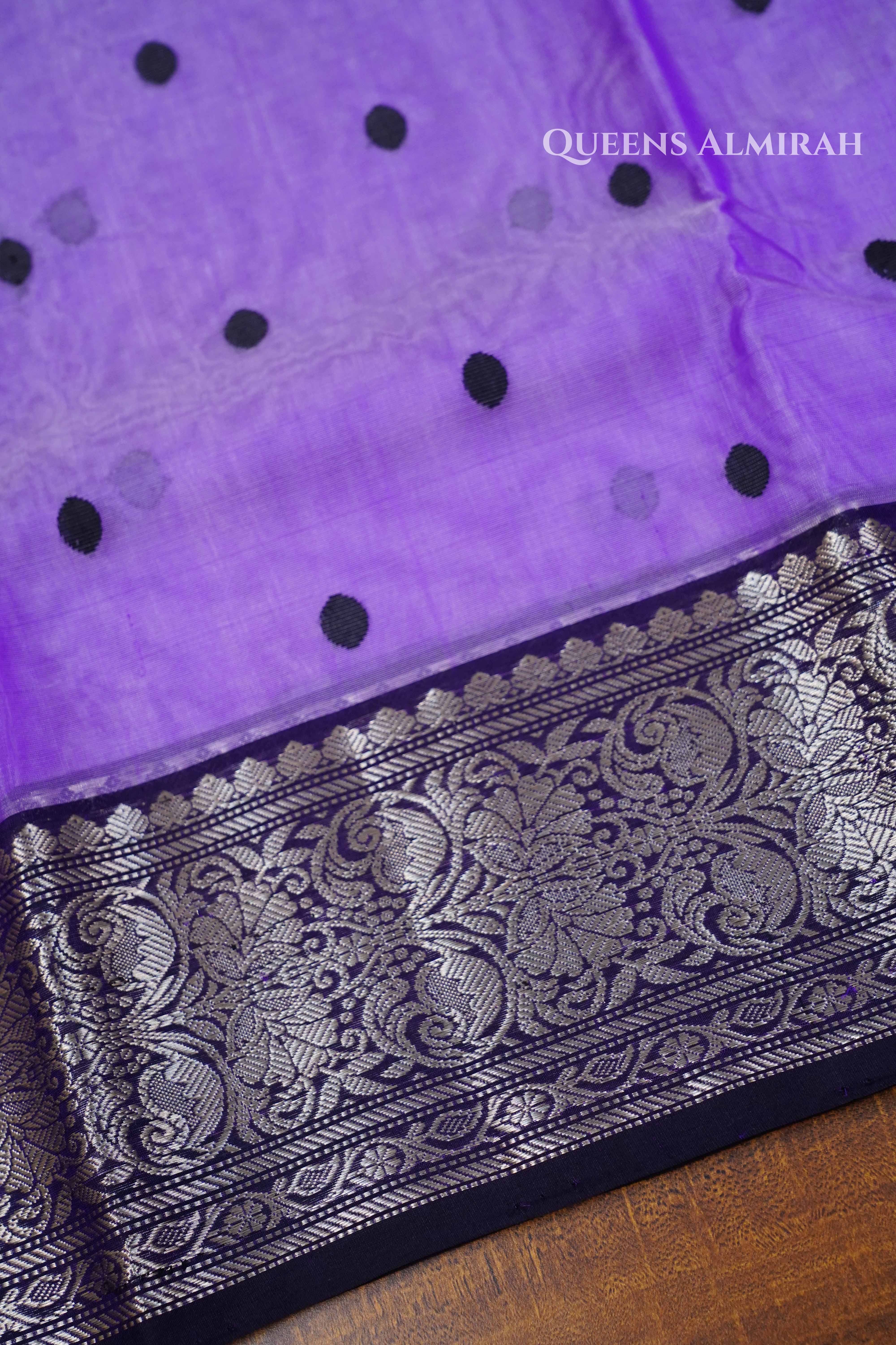 Lavender Indigo Chanderi Katan Silk Handloom Saree QUEENS ALMIRAH