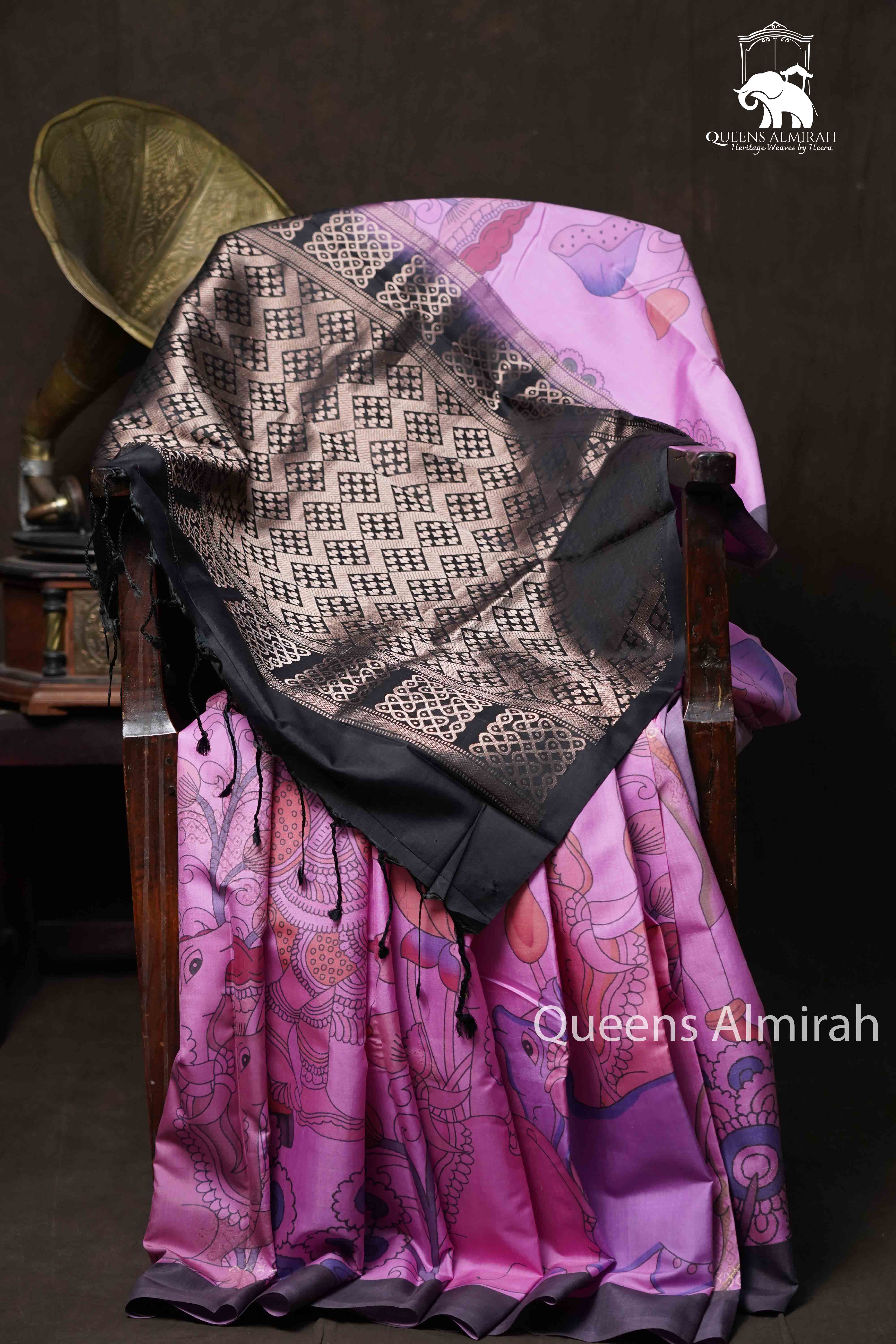 Lavender Pink Pure Kanchivaram Silk Saree QUEENS ALMIRAH