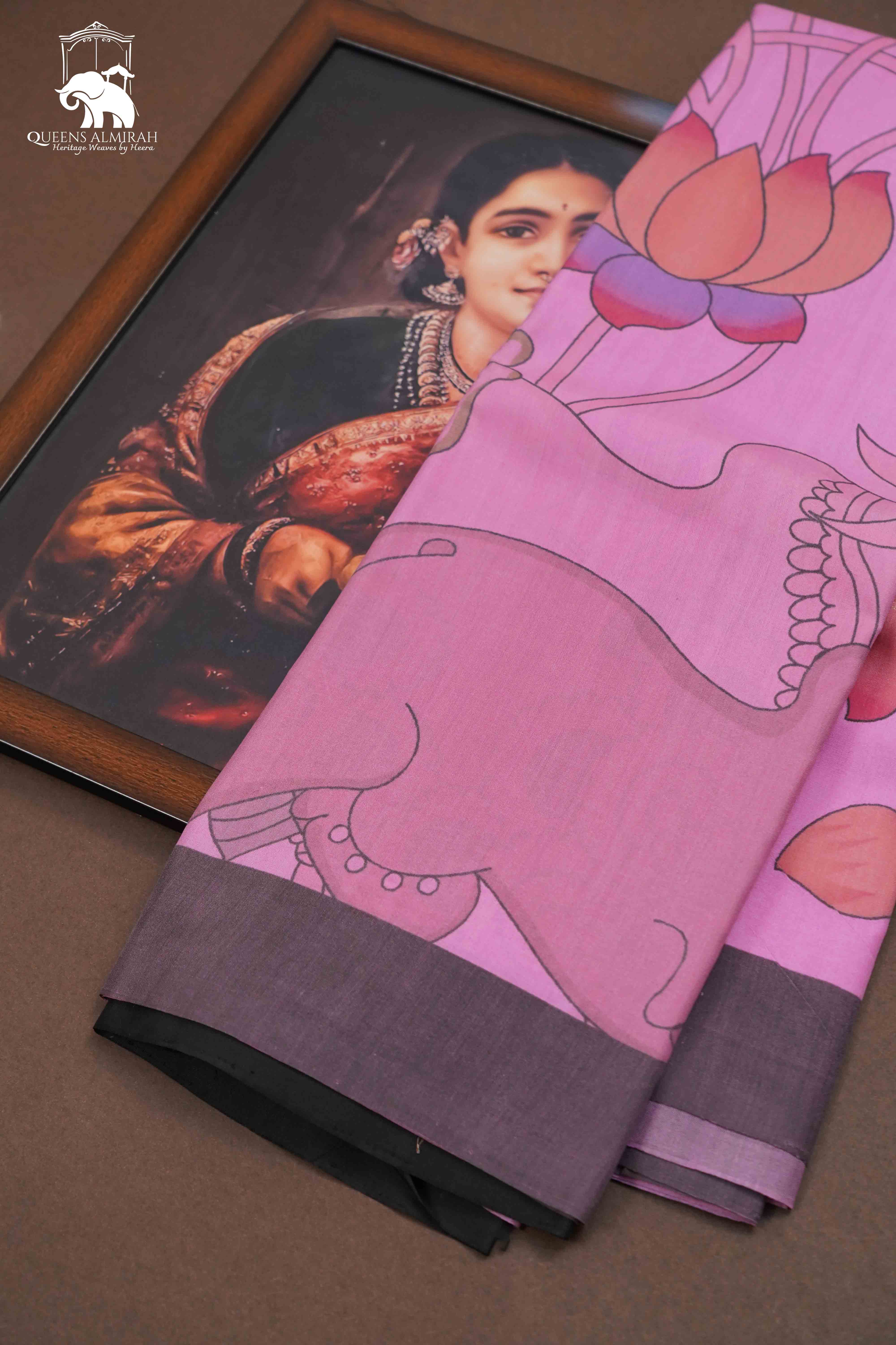 Lavender Pink Pure Kanchivaram Silk Saree QUEENS ALMIRAH