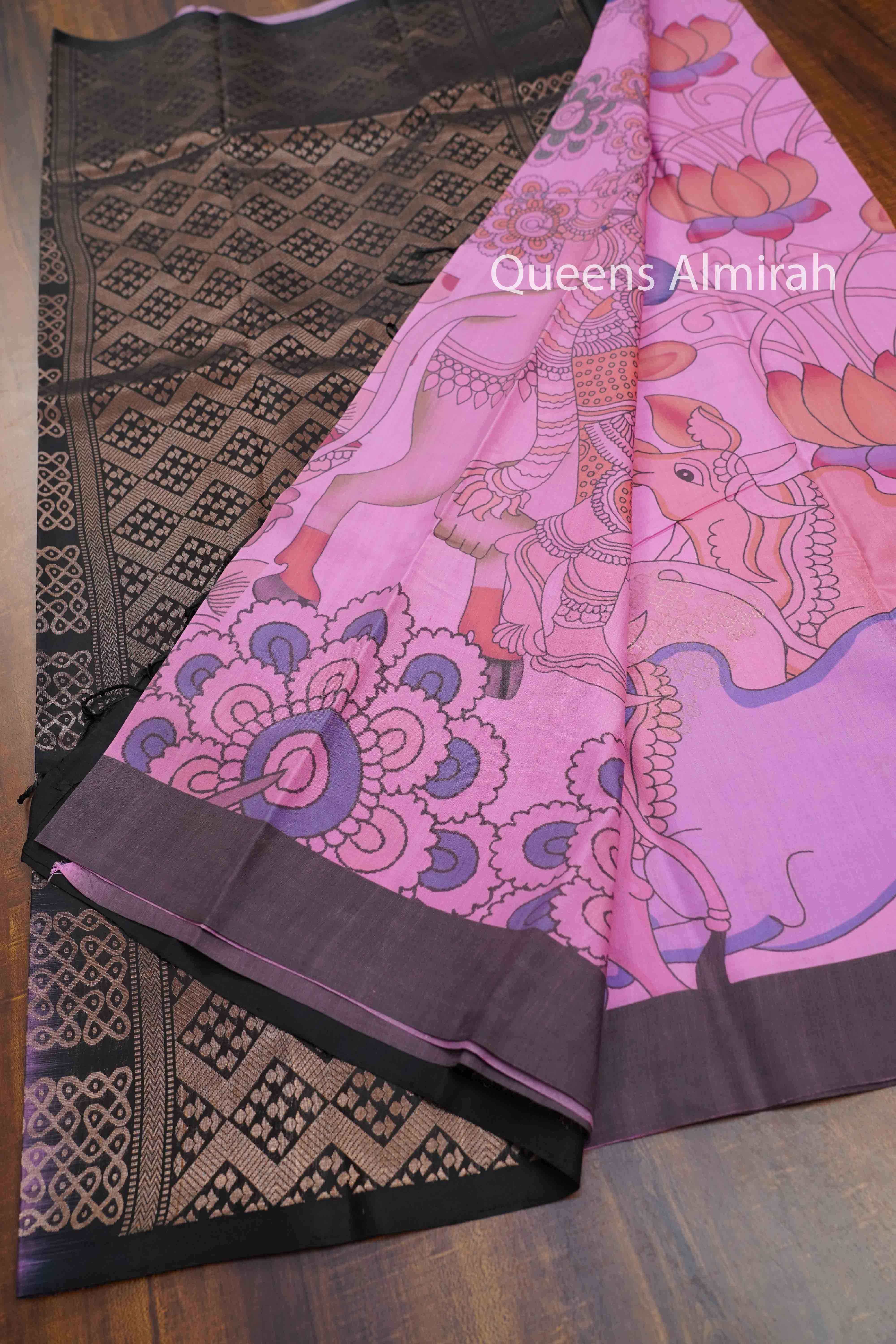 Lavender Pink Pure Kanchivaram Silk Saree QUEENS ALMIRAH