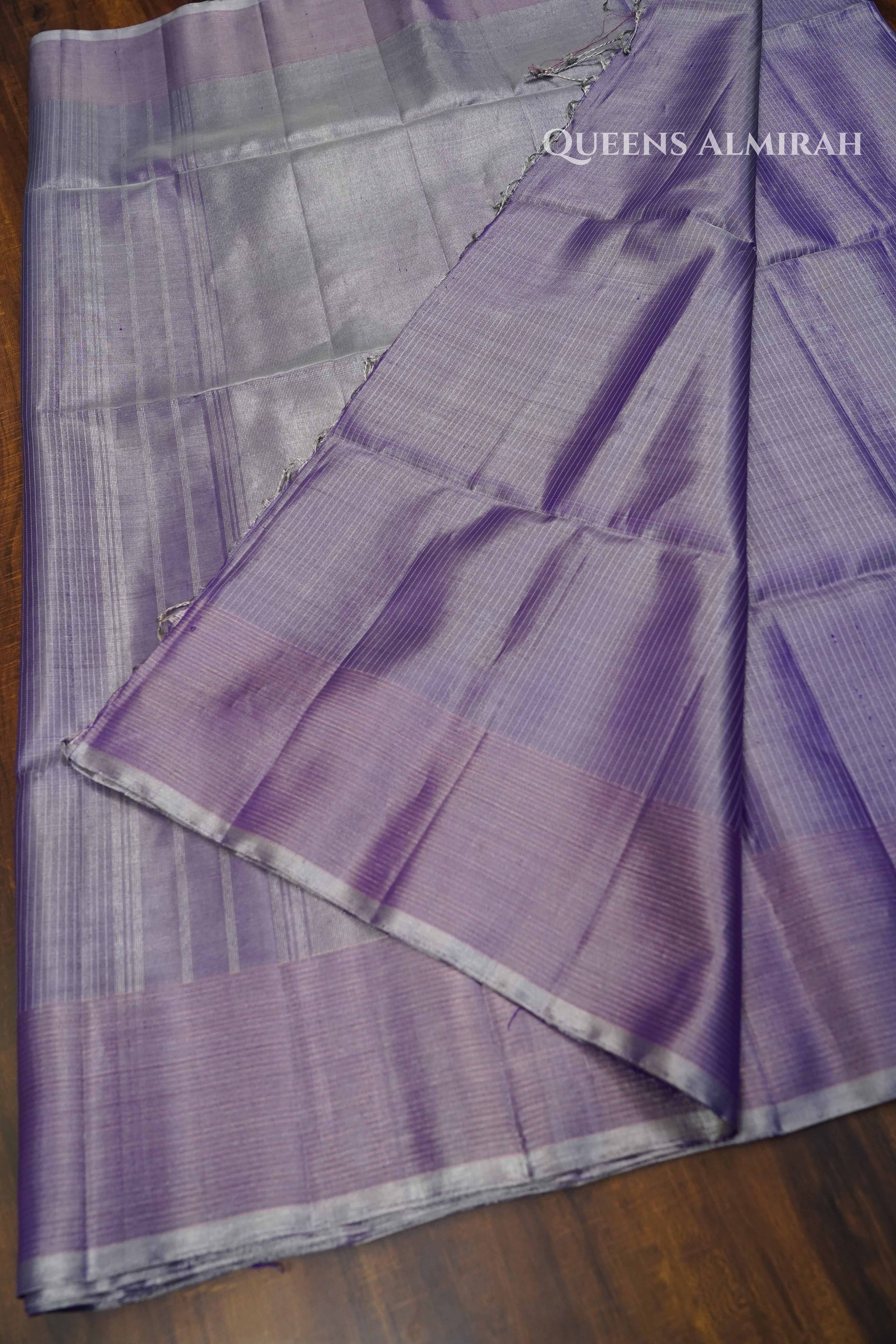 Lavender Purple Pure Soft Silk Saree QUEENS ALMIRAH