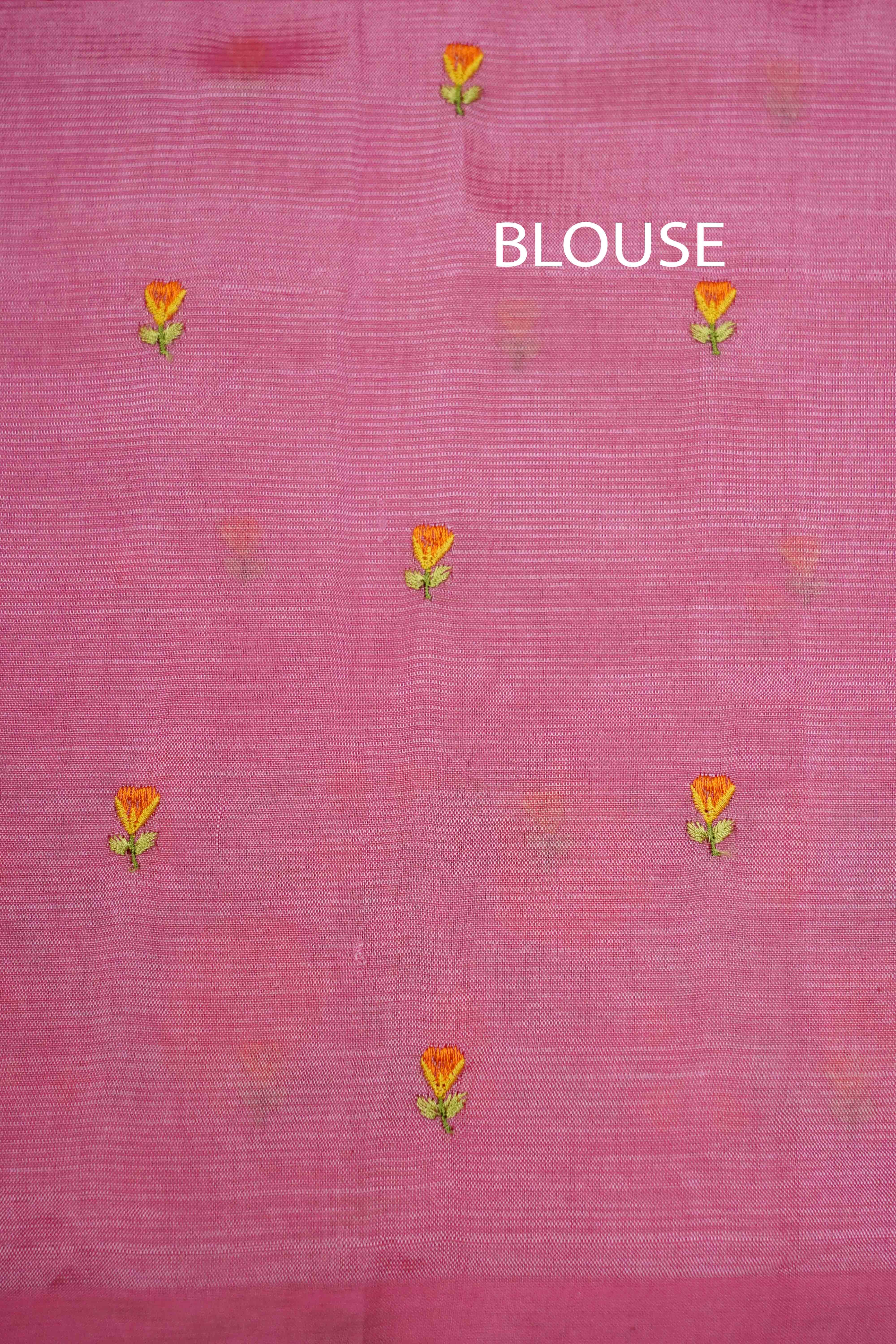 LILAC PINK MANGALGIRI WITH EMBROIDERY SAREE - Queens Jewel Emporium