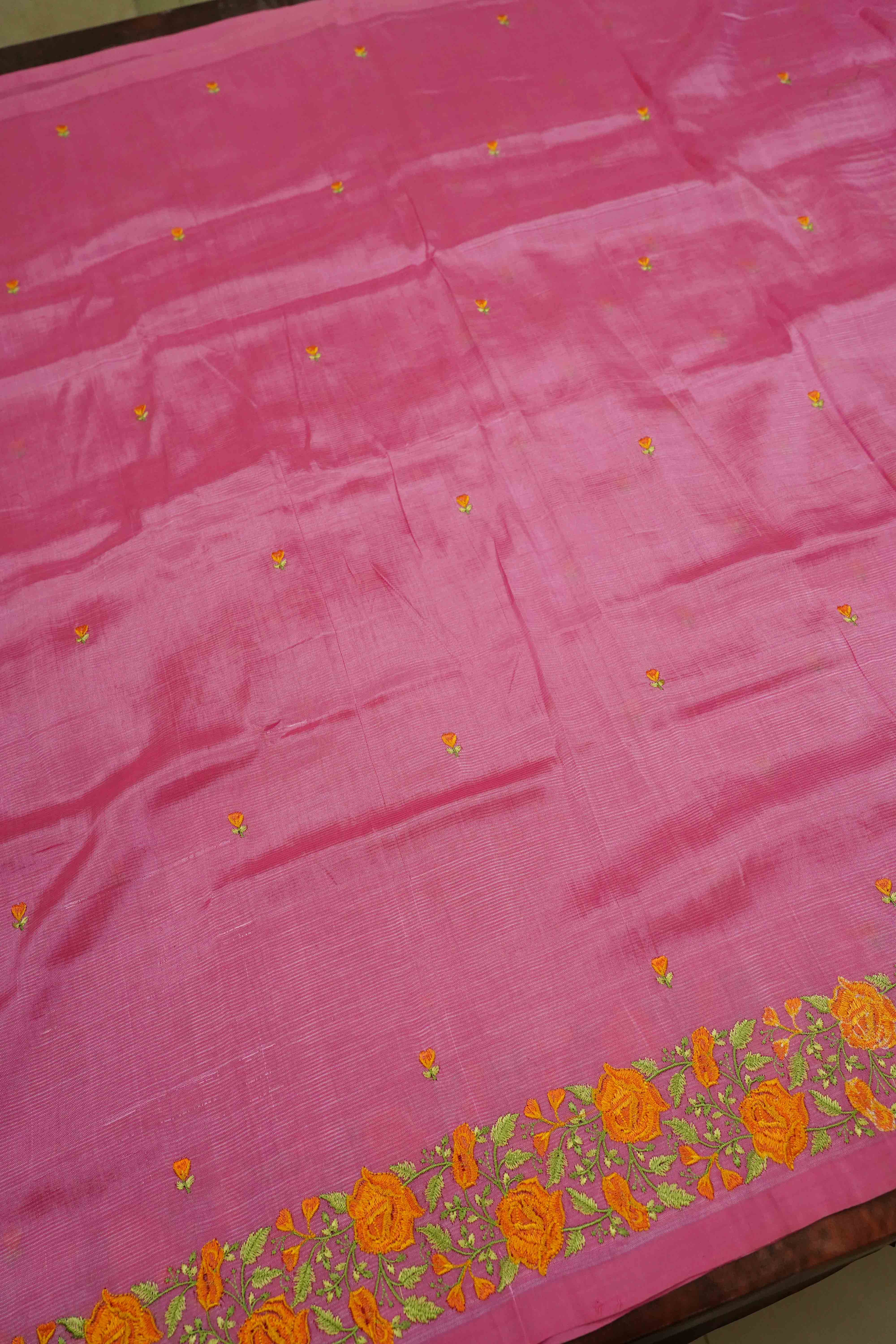 LILAC PINK MANGALGIRI WITH EMBROIDERY SAREE - Queens Jewel Emporium