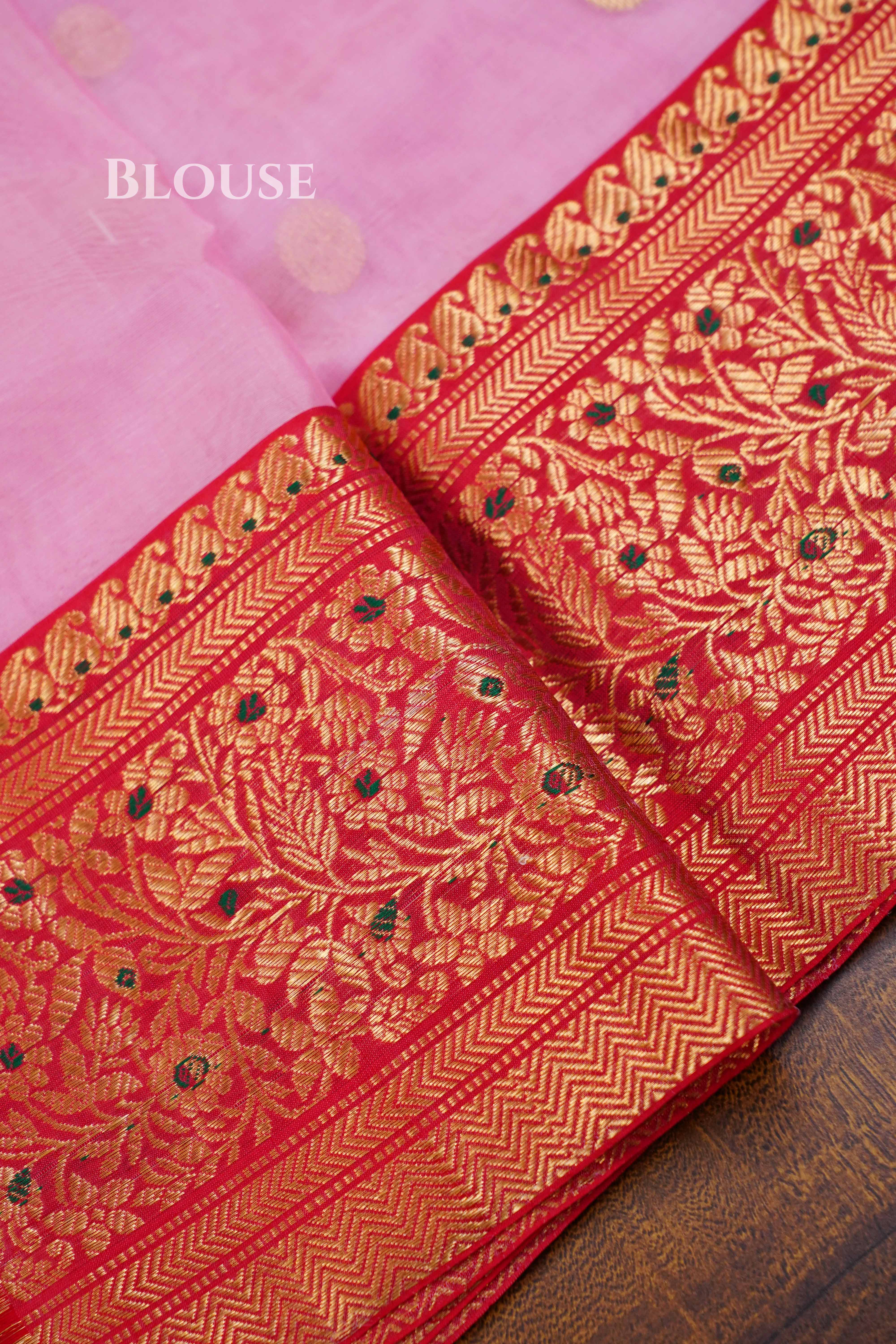 Lilly Pink Chanderi Katan Silk Handloom Saree QUEENS ALMIRAH