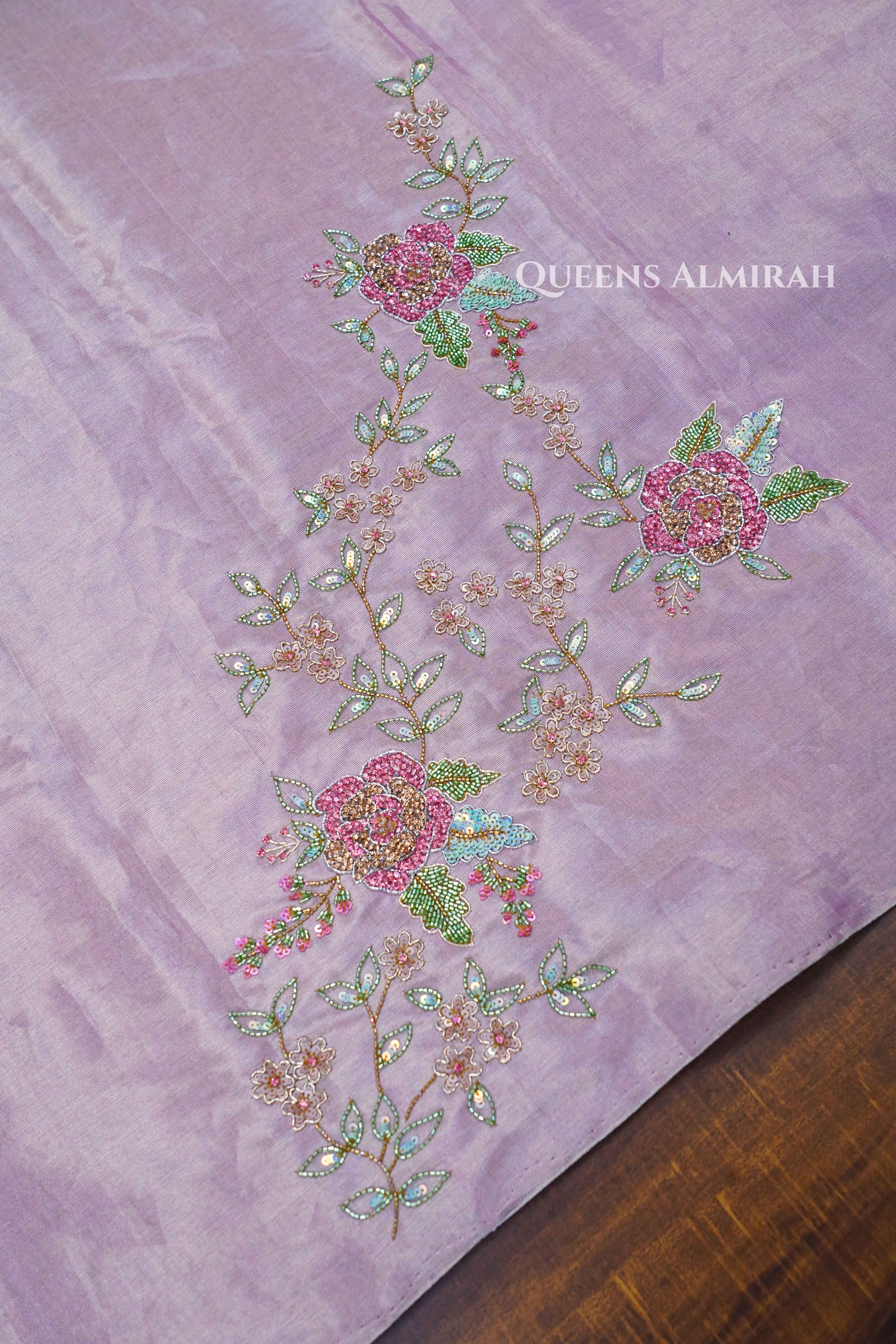 Lilly Pink With Pastel Green Designer Chanderi Silk Saree QUEENS ALMIRAH