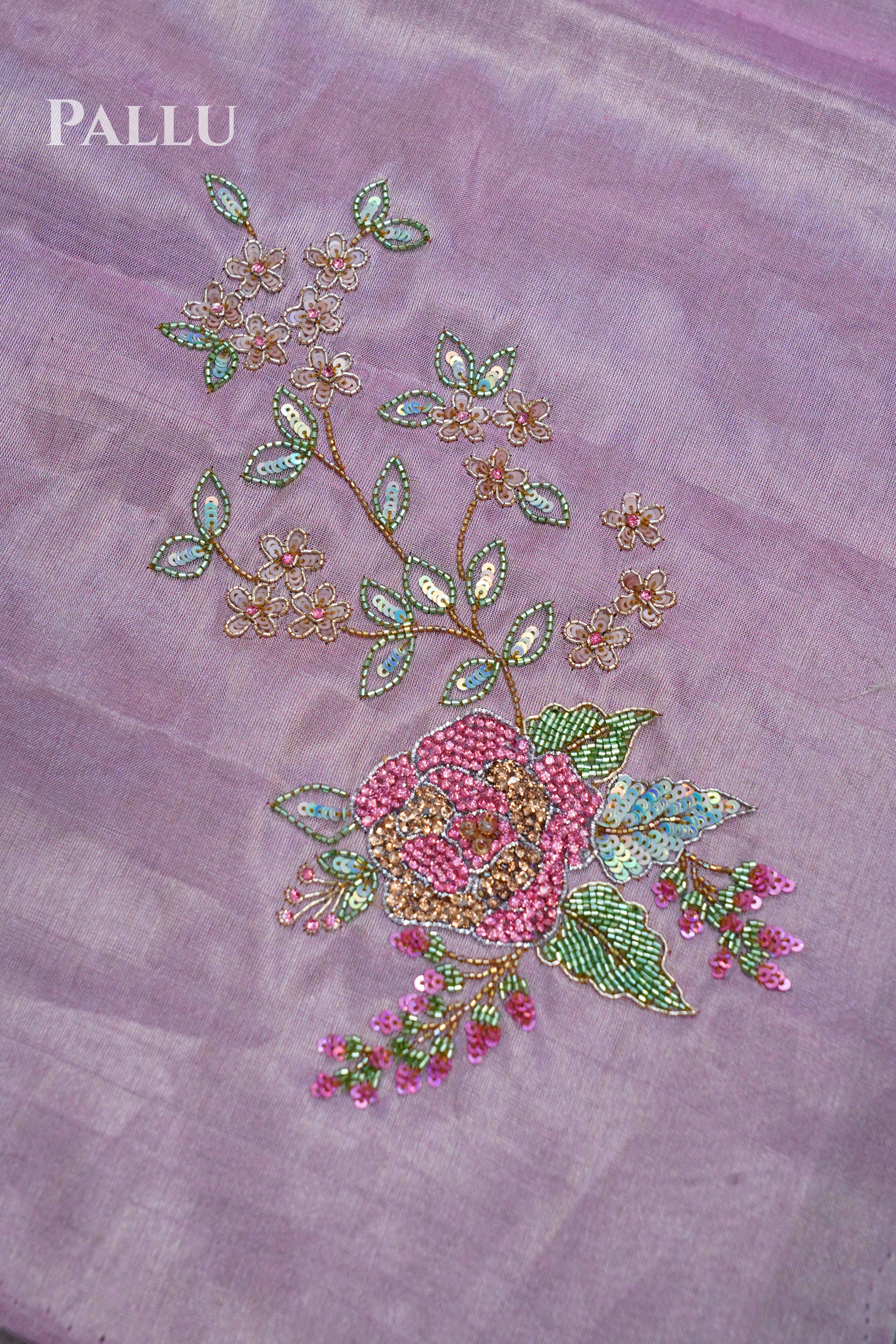 Lilly Pink With Pastel Green Designer Chanderi Silk Saree QUEENS ALMIRAH