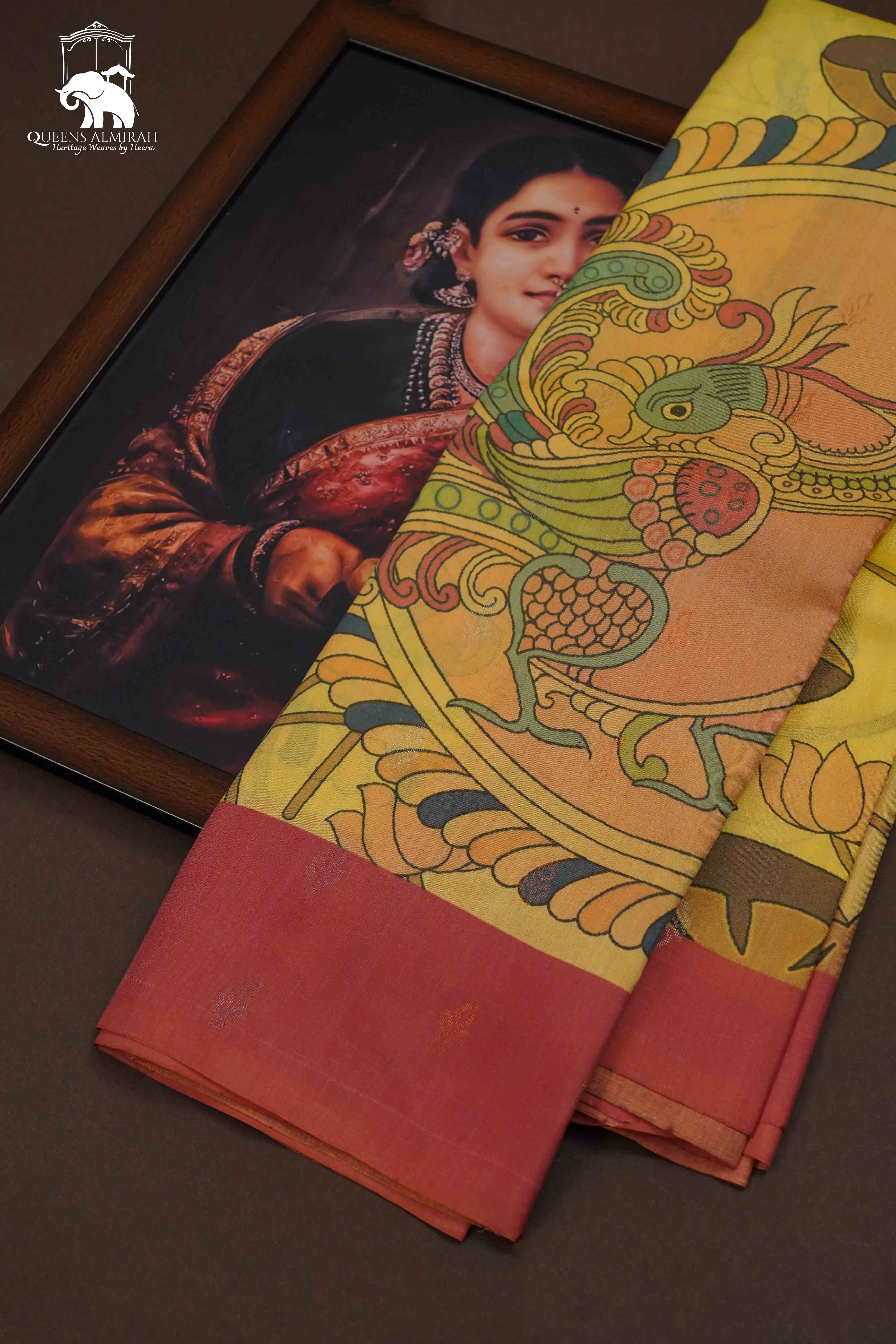 Lime Yellow Pure Kanchivaram Silk Saree QUEENS ALMIRAH
