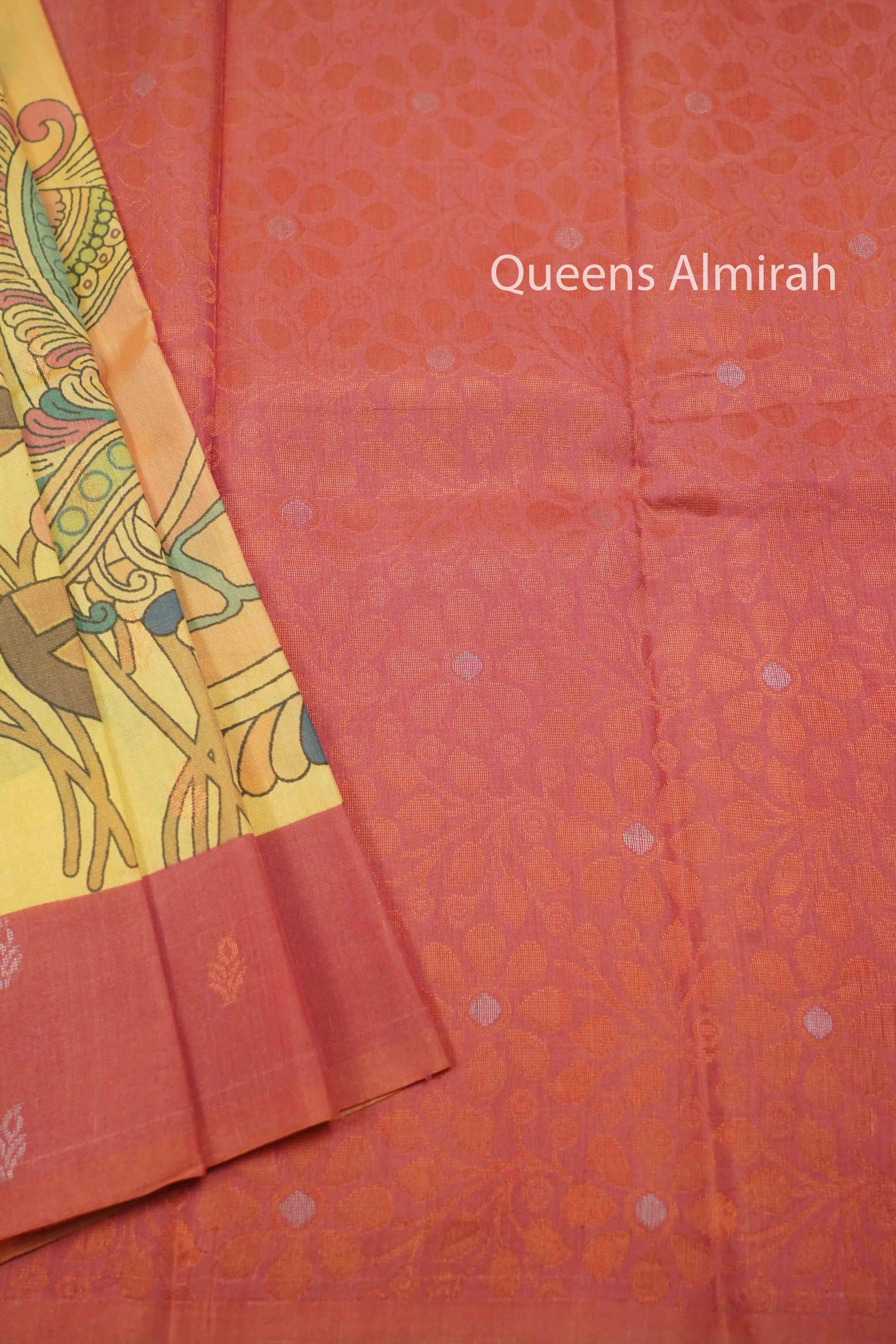 Lime Yellow Pure Kanchivaram Silk Saree QUEENS ALMIRAH