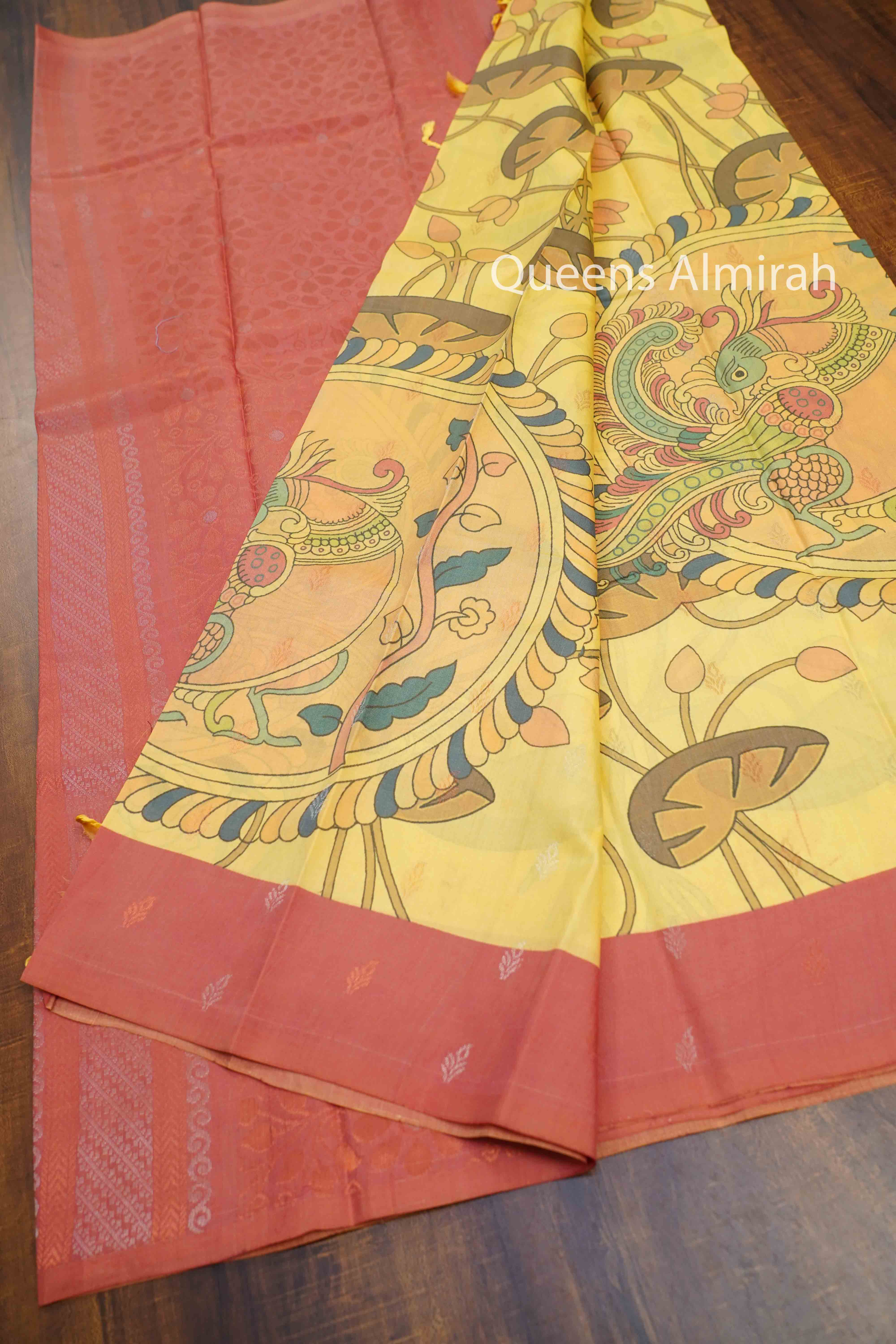 Lime Yellow Pure Kanchivaram Silk Saree QUEENS ALMIRAH
