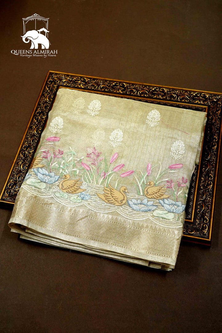 SANDAL KOTA TISSUE SAREE - Queens Jewel Emporium