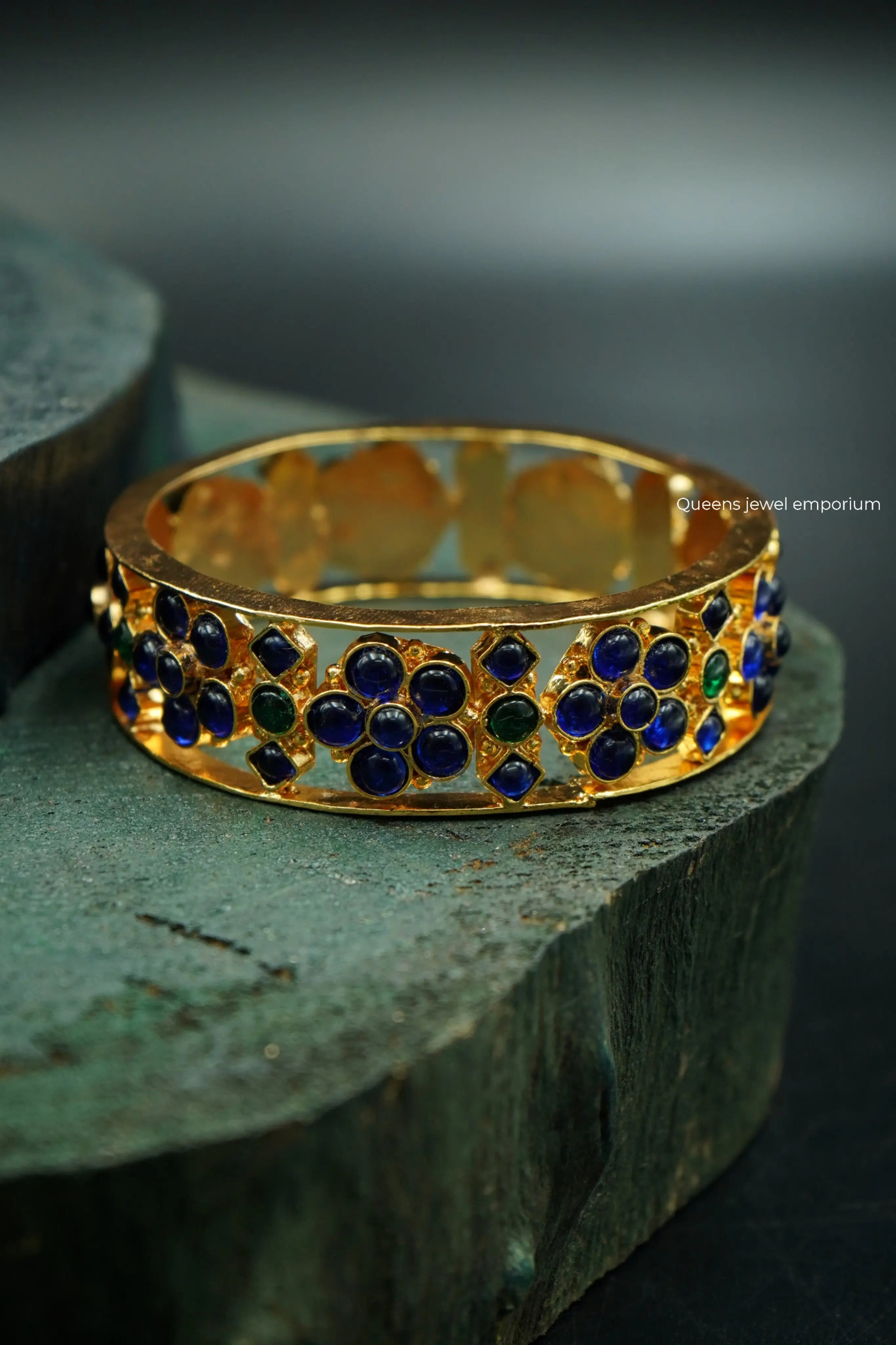 MADHAVI KEMP BANGLE - BLUE - Queens Jewel Emporium