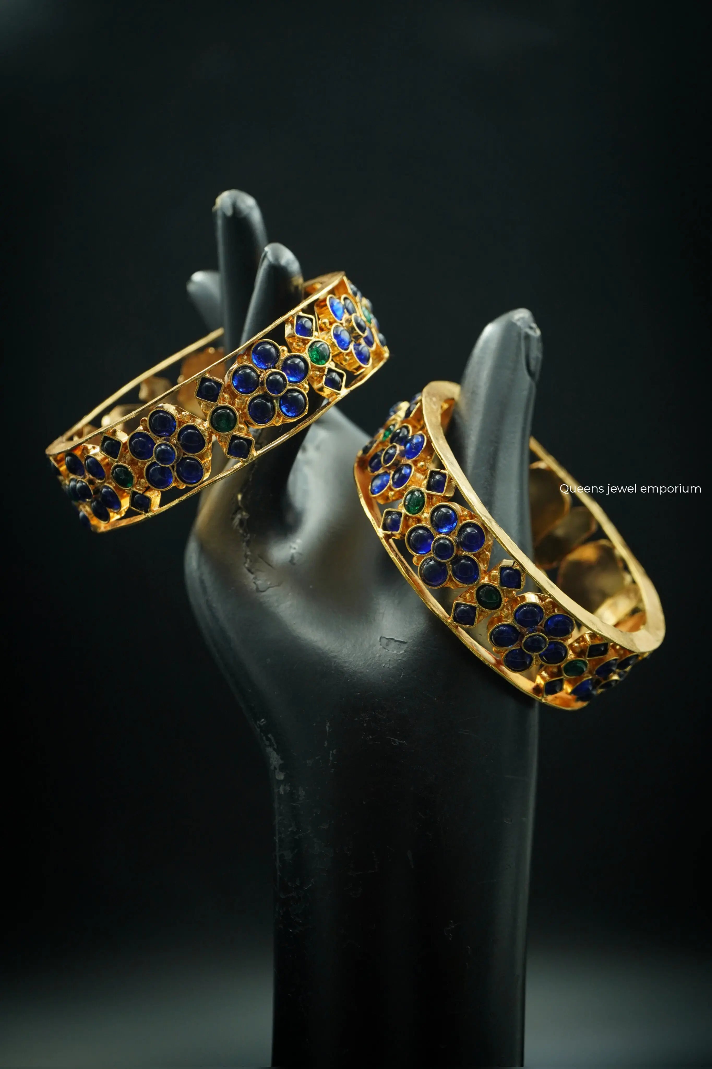 MADHAVI KEMP BANGLE - BLUE - Queens Jewel Emporium