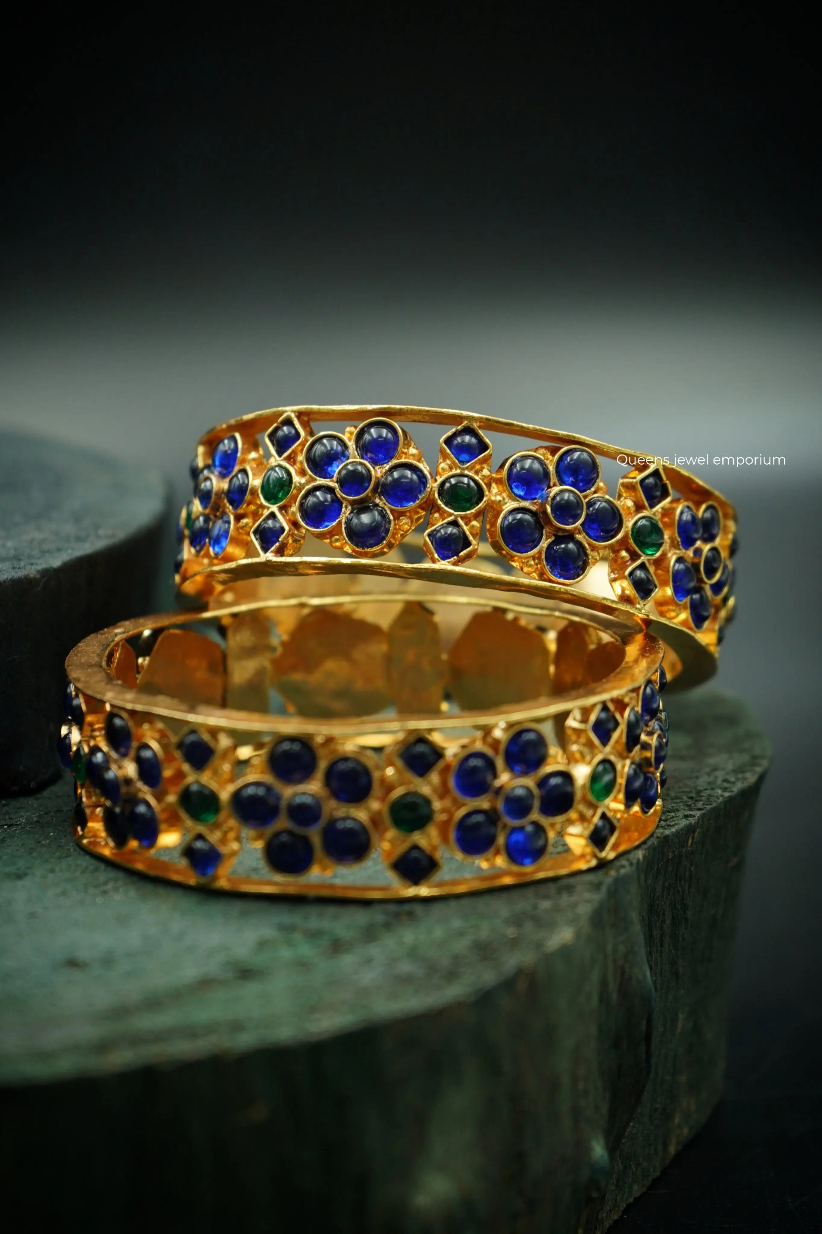 MADHAVI KEMP BANGLE - BLUE - Queens Jewel Emporium