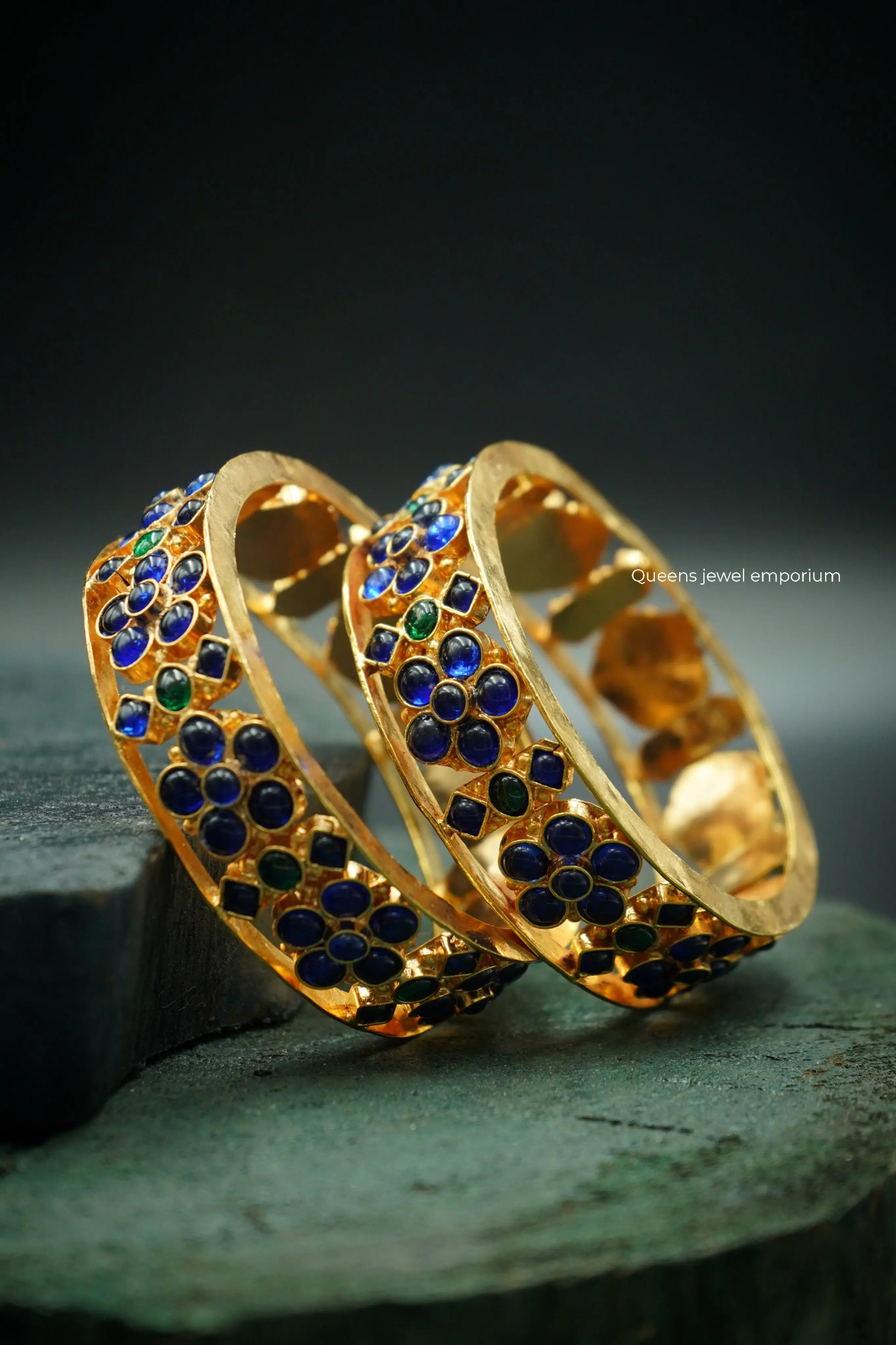 MADHAVI KEMP BANGLE - BLUE - Queens Jewel Emporium