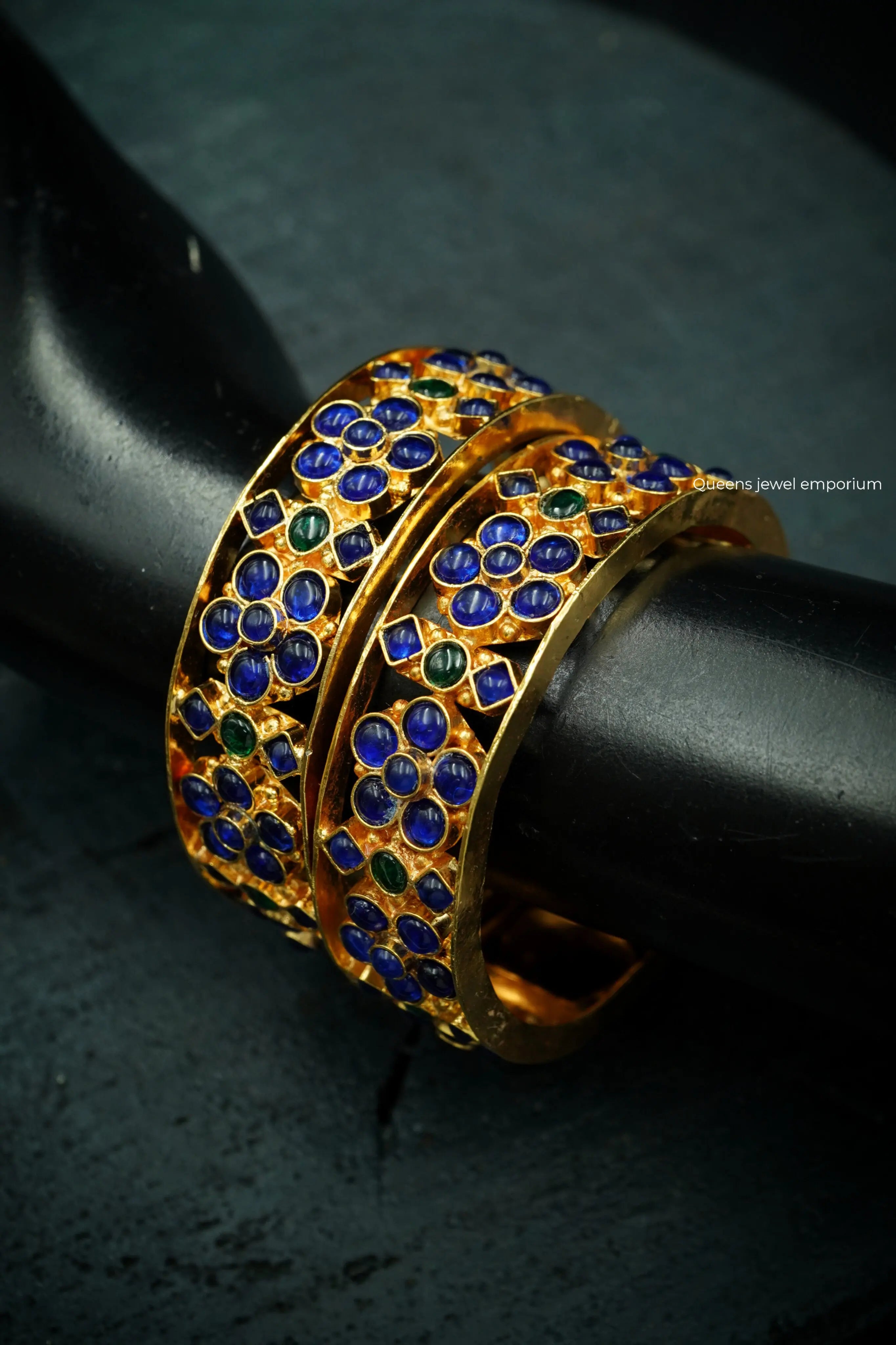 MADHAVI KEMP BANGLE - BLUE - Queens Jewel Emporium