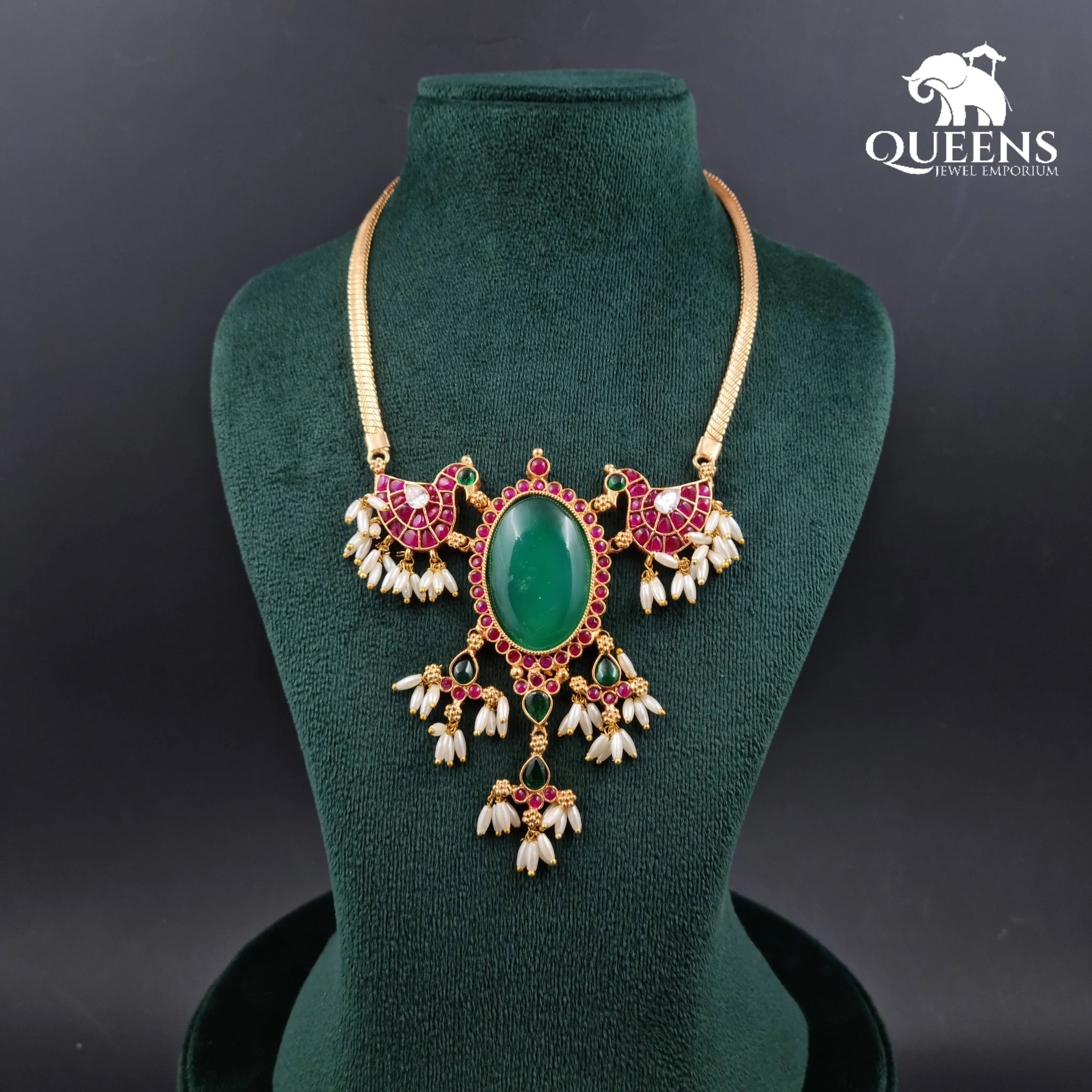 MADHURAMBIGAI KEMP NECKLACE - Queens Jewel Emporium
