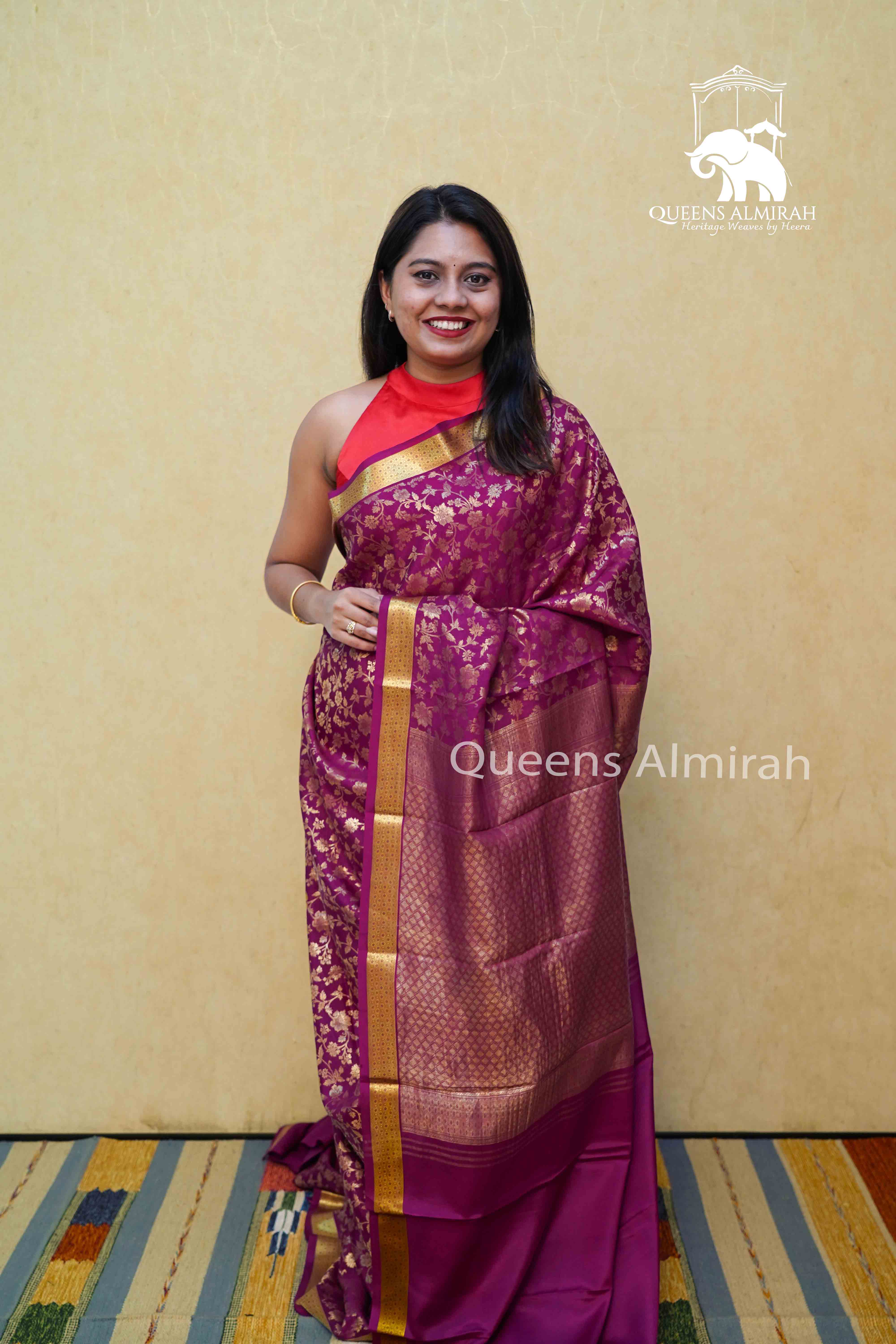 MAGENTA MYSORE SILK SAREE - Queens Jewel Emporium