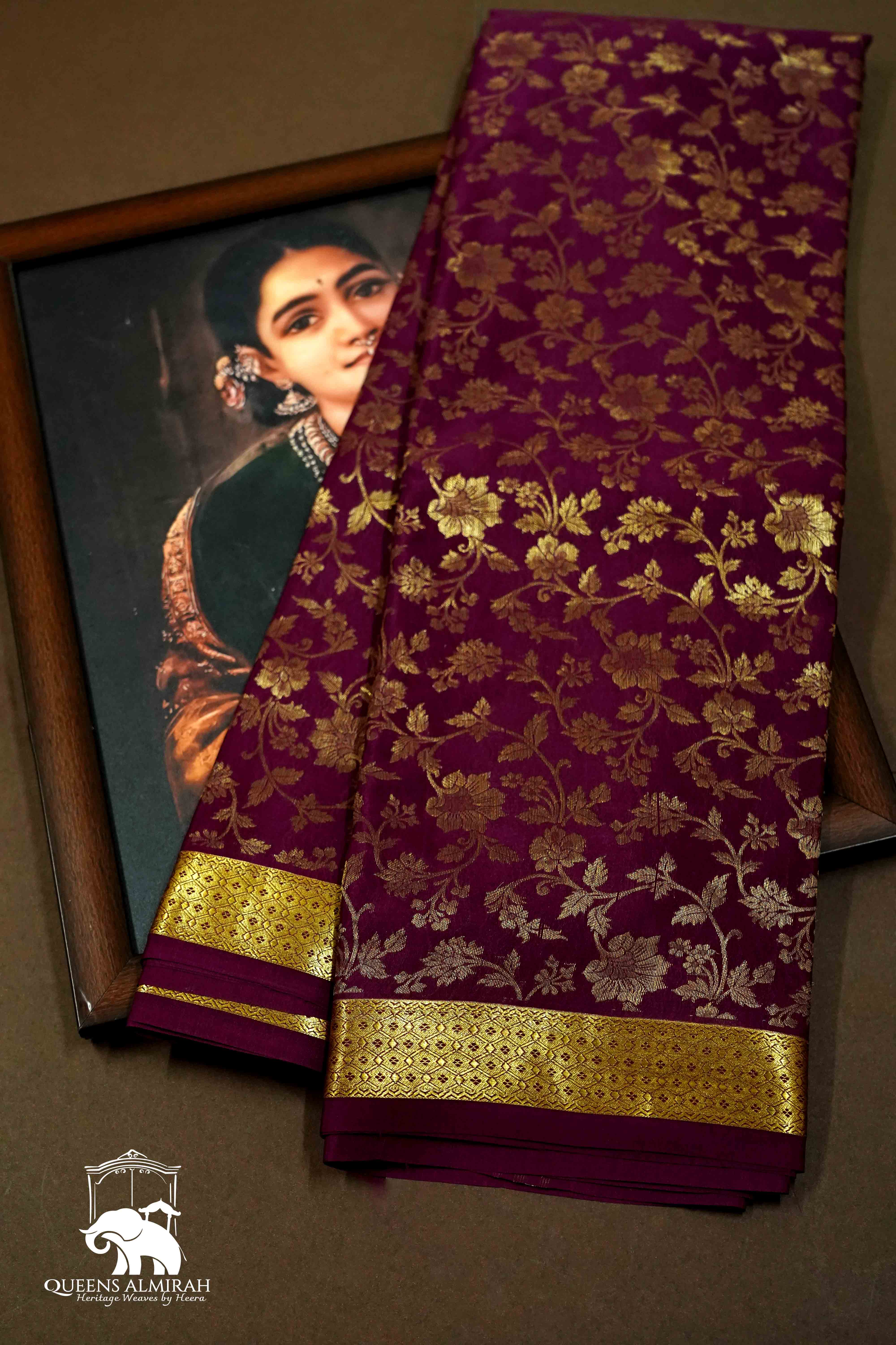 MAGENTA MYSORE SILK SAREE - Queens Jewel Emporium