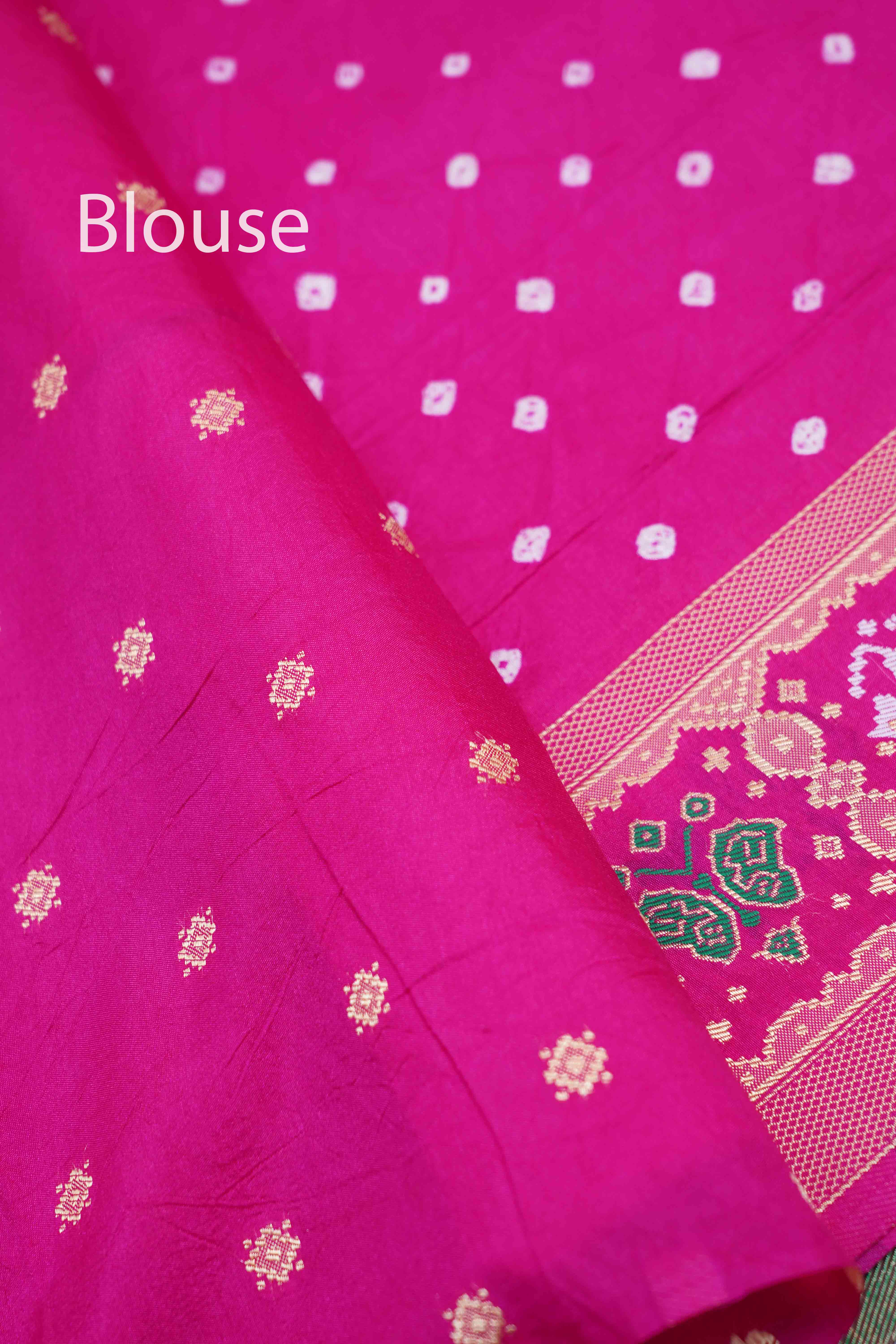 MAGENTA PINK BANDHINI MALAI SILK SAREE - Queens Jewel Emporium
