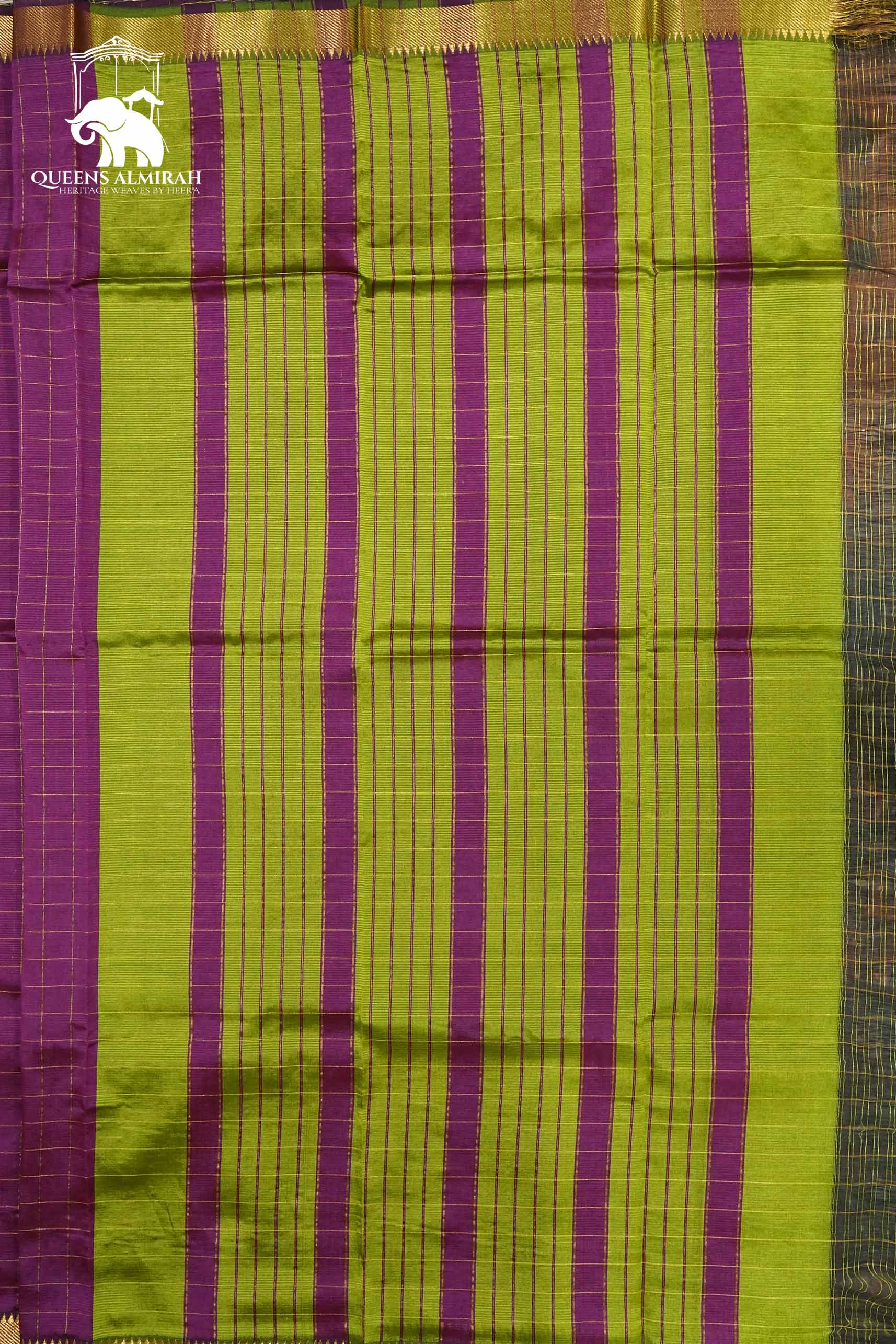 MAGENTA WITH CHECKS MANGALGIRI SAREE - Queens Jewel Emporium