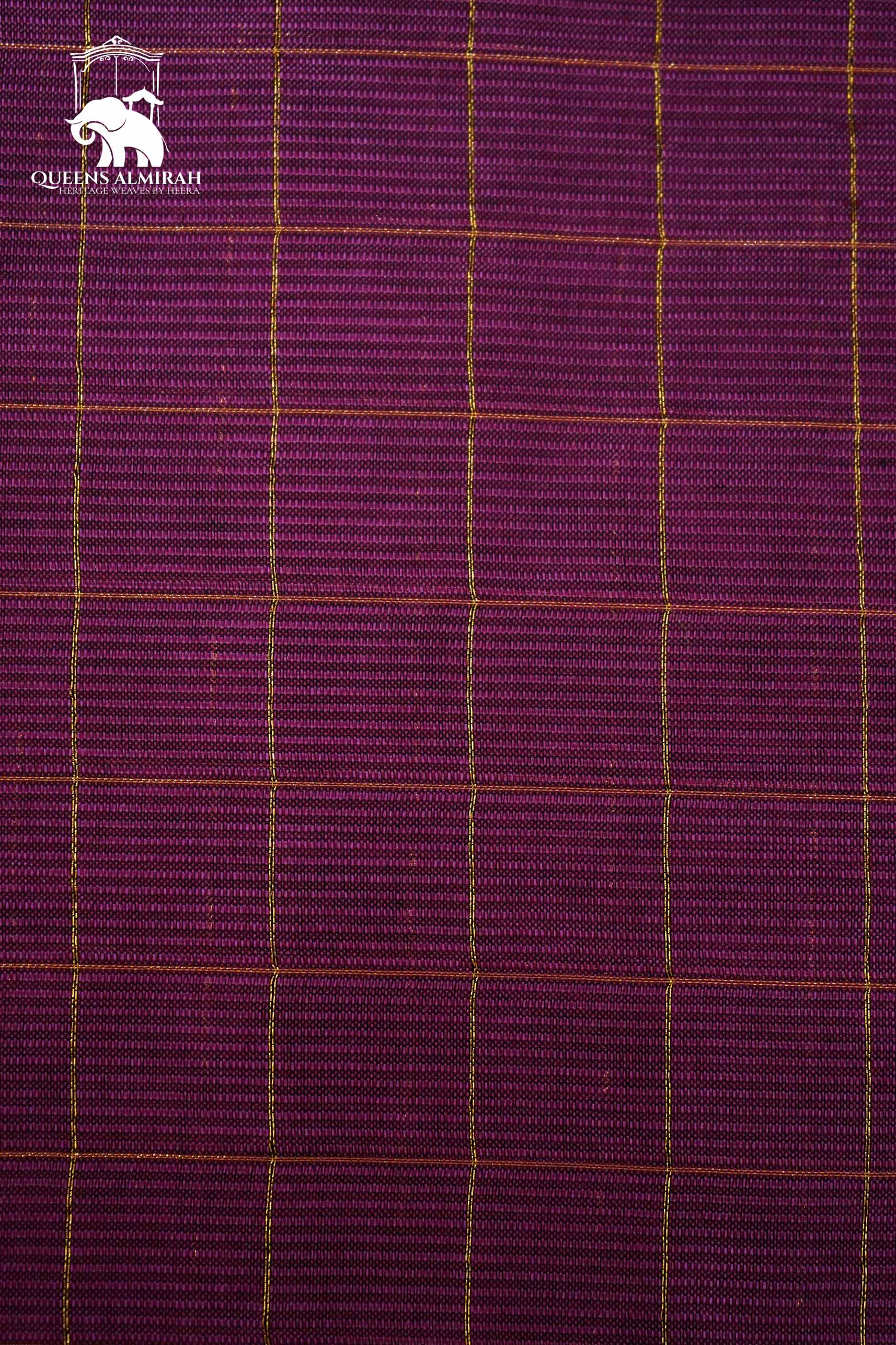 MAGENTA WITH CHECKS MANGALGIRI SAREE - Queens Jewel Emporium