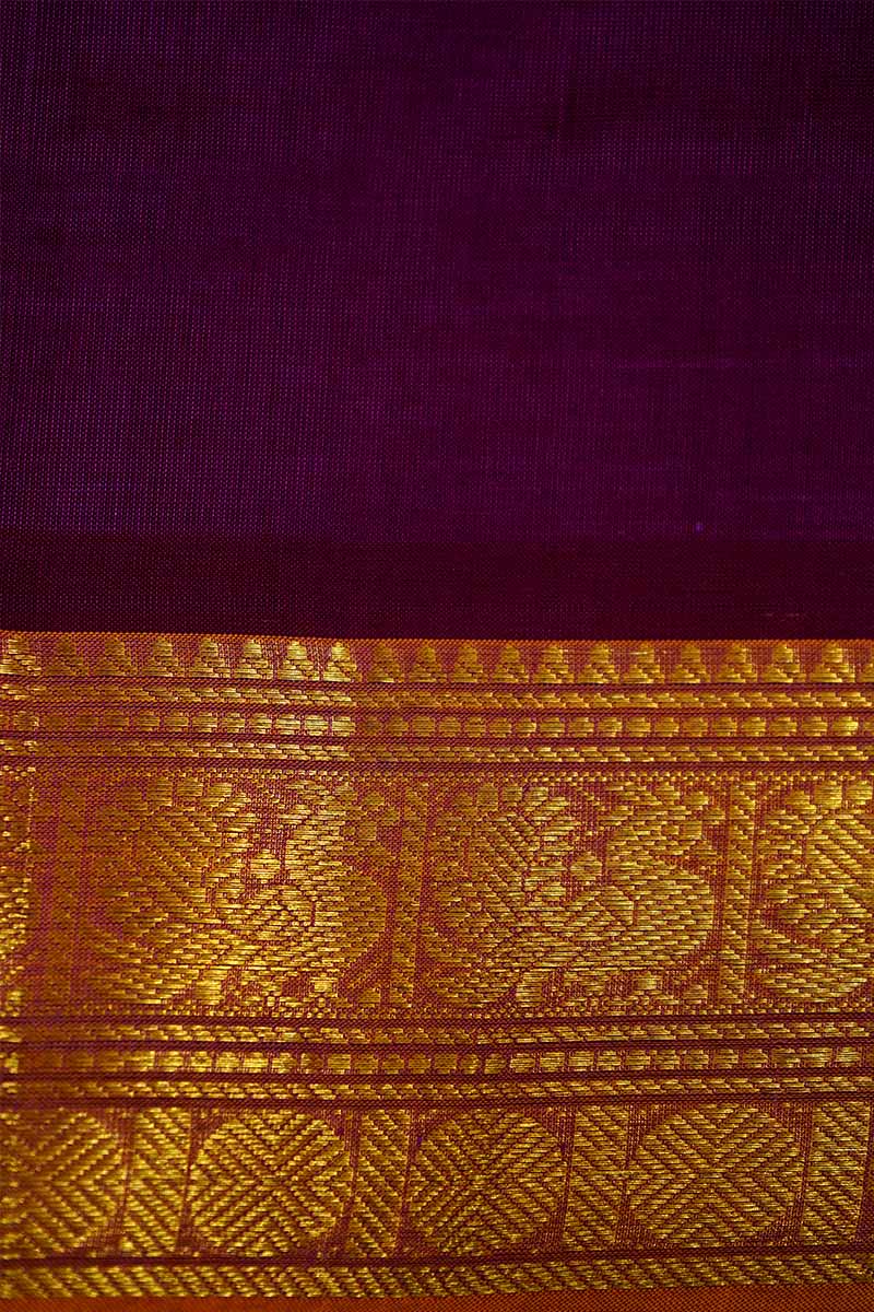 MAGENTA WITH MUSTARD KANCHI SILK SAREE - Queens Jewel Emporium