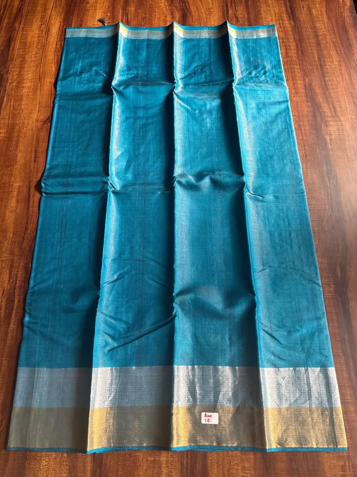 MARINE BLUE PURE KANCHIVARAM SILK SAREE - Queens Jewel Emporium