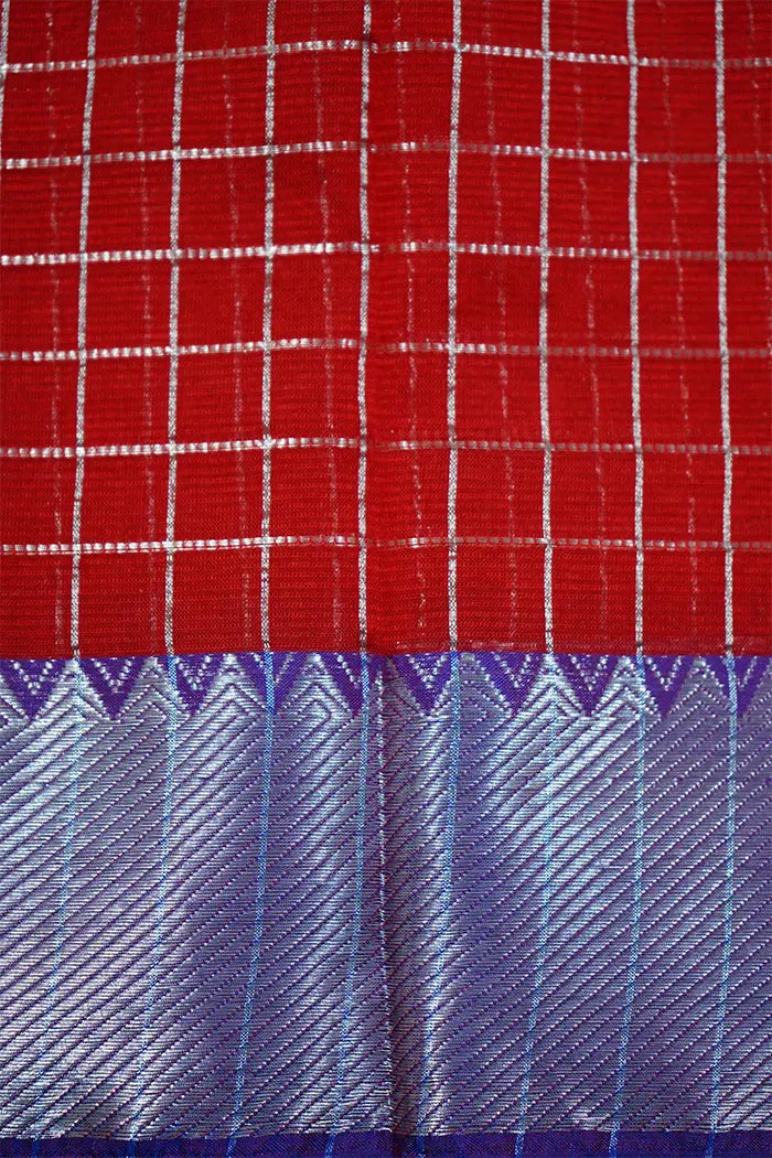 MEDIUM PURPLE WITH PERSIAN RED MANGALGIRI SAREE - Queens Jewel Emporium