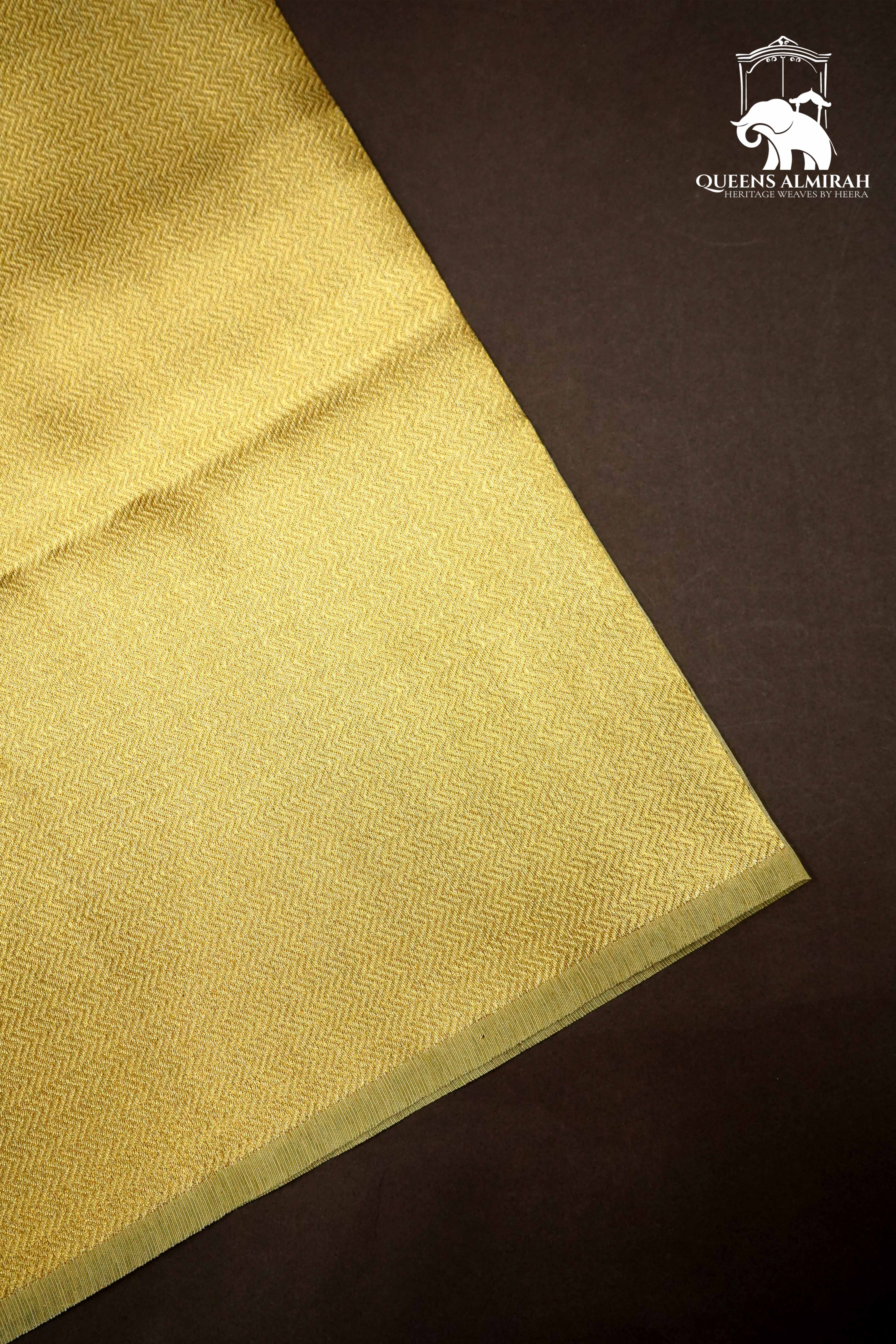 METALIC GOLD WITH WOVEN BORDER ORGANZA SAREE - Queens Jewel Emporium