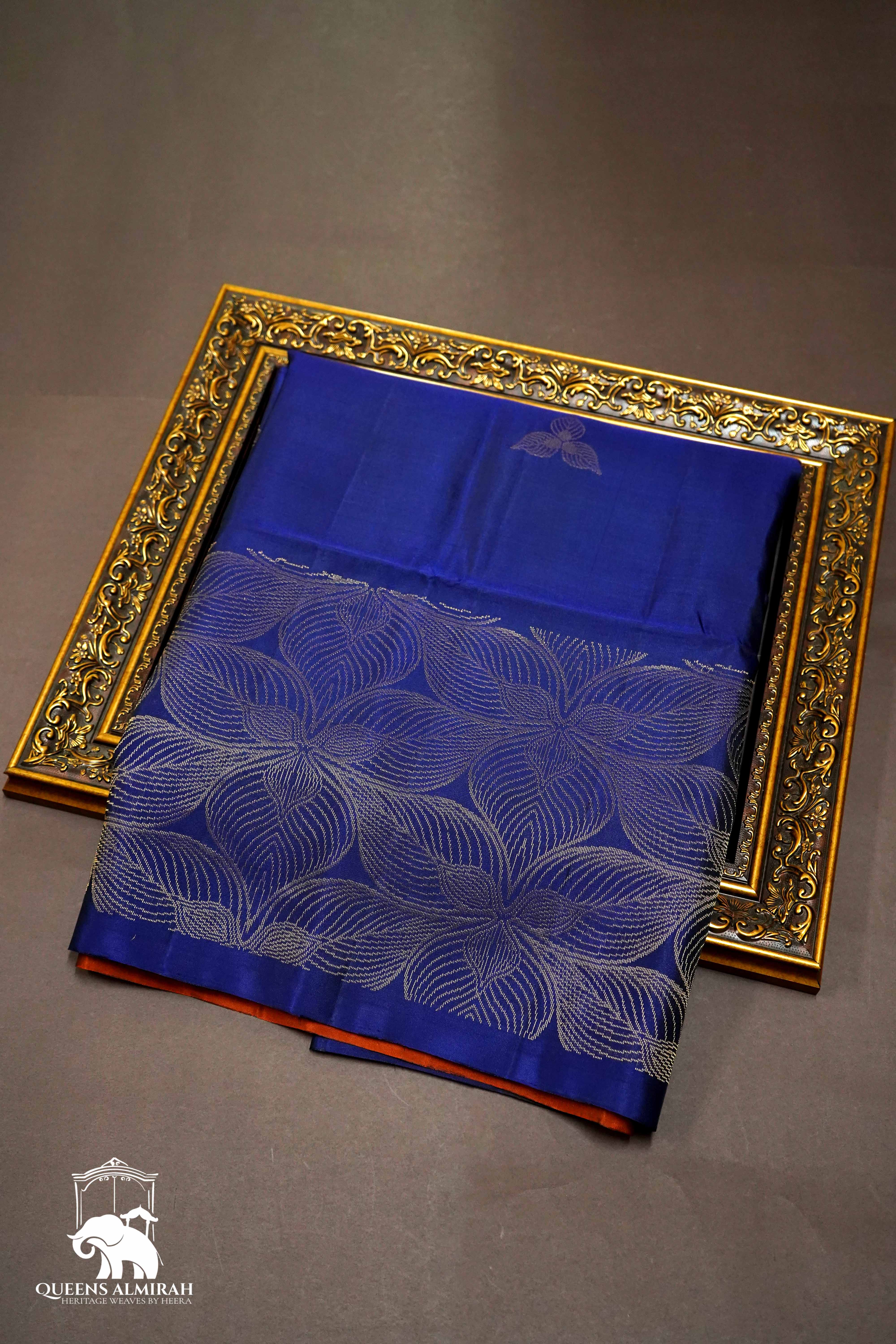 MIDNIGHT BLUE WITH WOVEN BORDER SOFT SILK SAREE - Queens Jewel Emporium