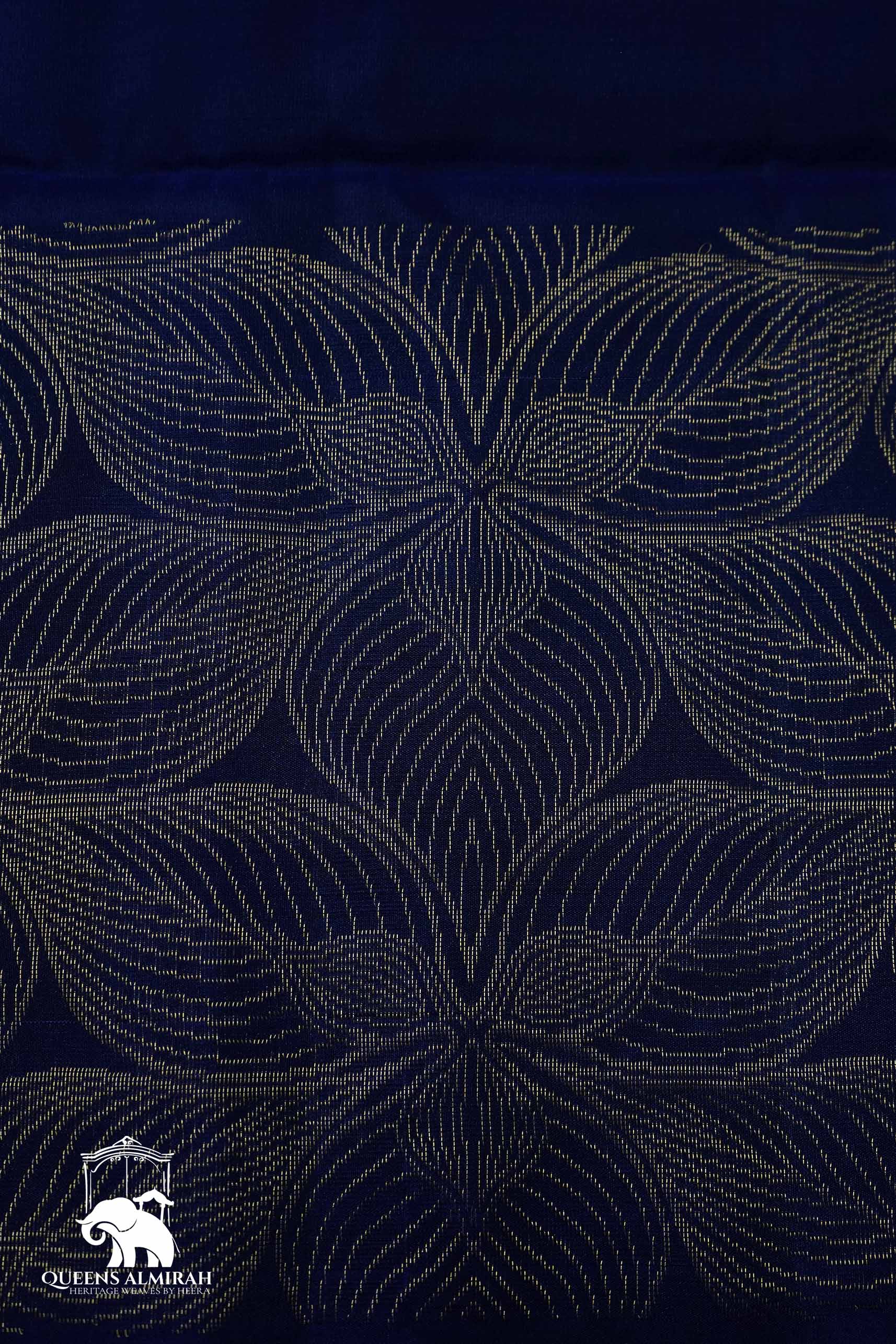 MIDNIGHT BLUE WITH WOVEN BORDER SOFT SILK SAREE - Queens Jewel Emporium