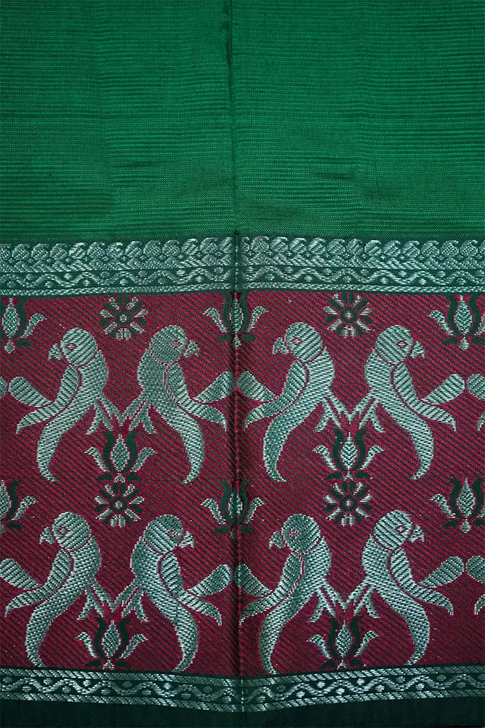 MINT GREEN WITH DEEP CARAMINE MANGALGIRI SAREE - Queens Jewel Emporium