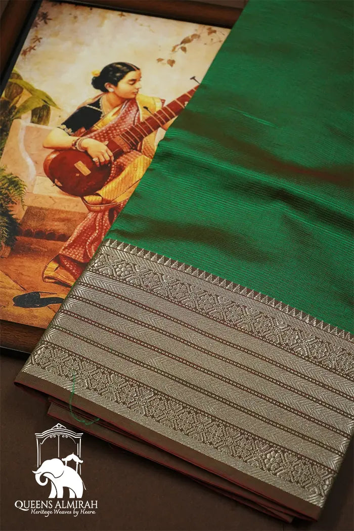 MINT GREEN WITH WOVEN BORDER MANGALGIRE SAREE - Queens Jewel Emporium