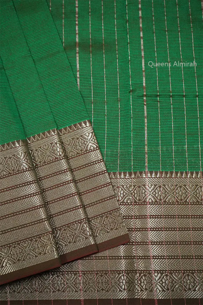 MINT GREEN WITH WOVEN BORDER MANGALGIRE SAREE - Queens Jewel Emporium