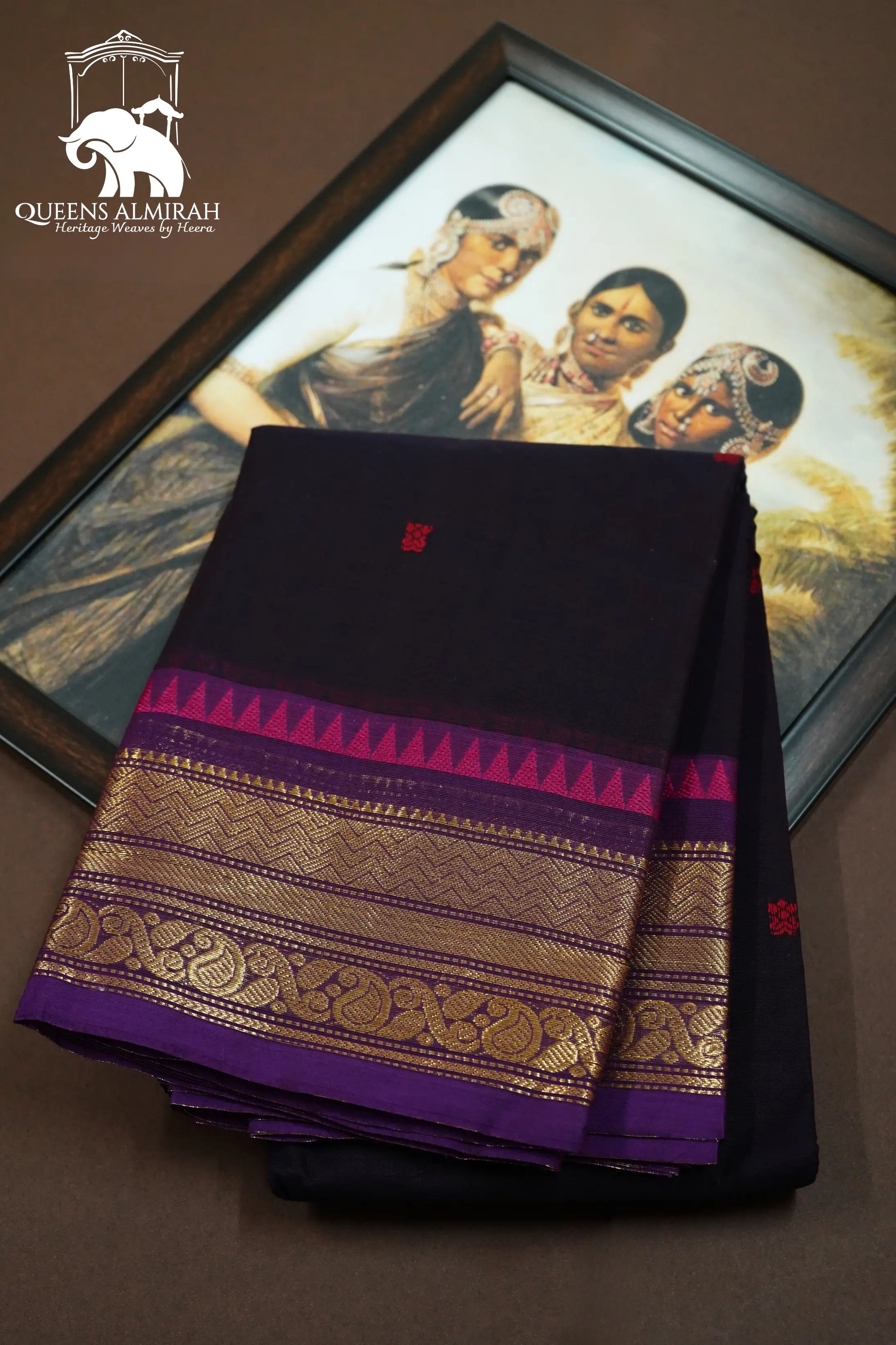 MIRAGE WITH PURPLE MAGENTA KANCHI COTTON SAREE - Queens Jewel Emporium
