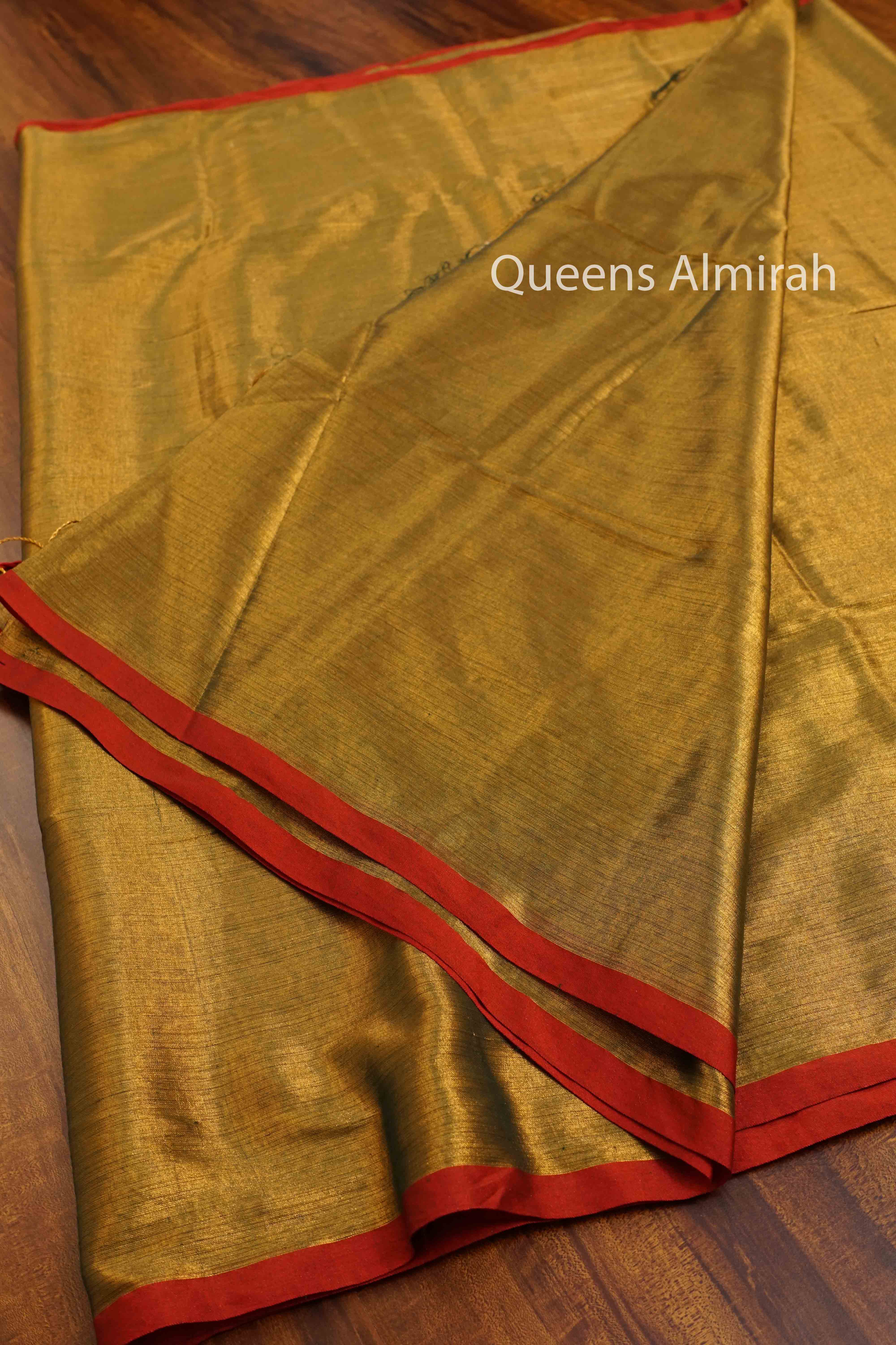 MUDDY BROWN LINEN TISSUE SAREE - Queens Jewel Emporium