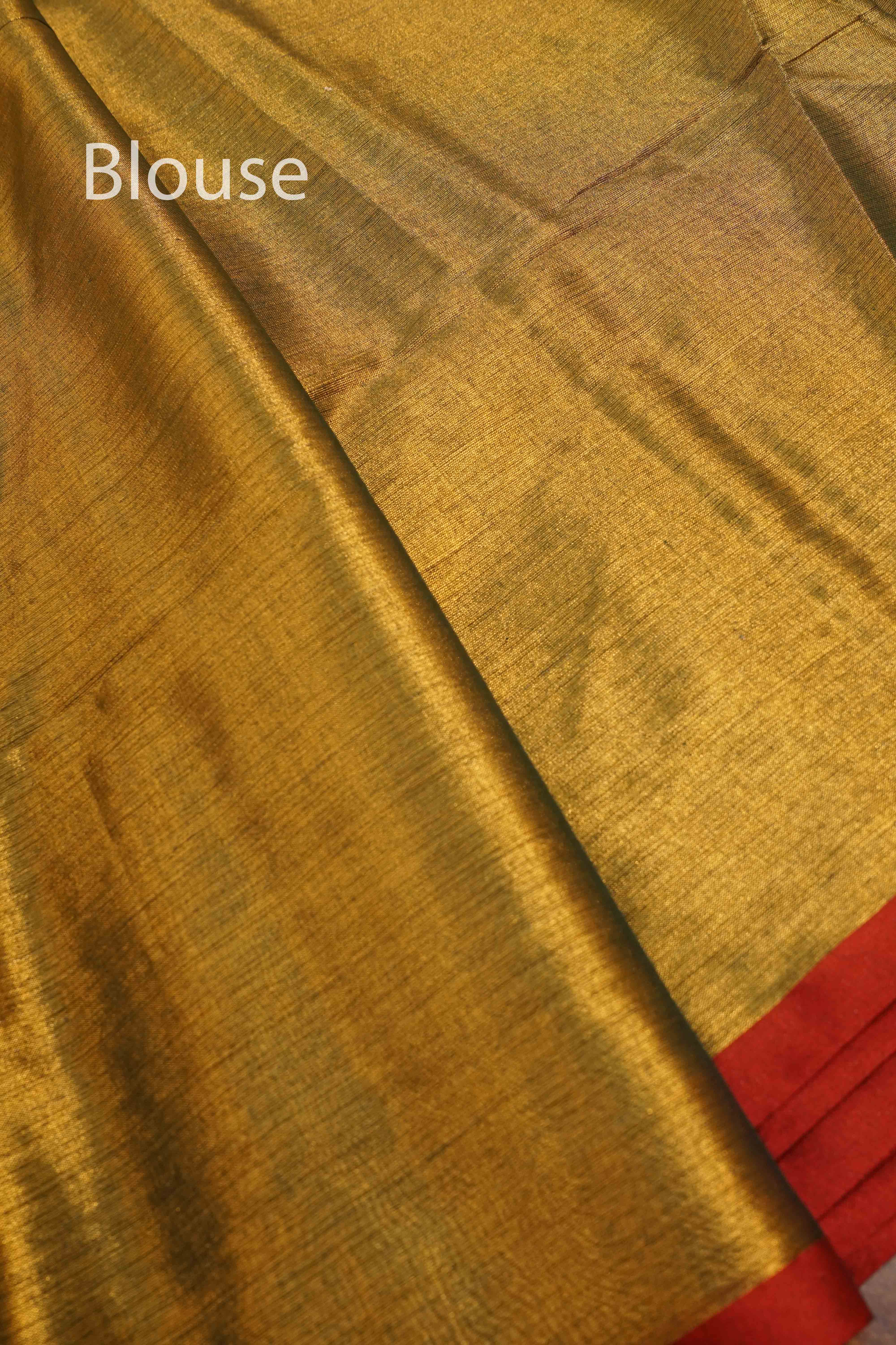 MUDDY BROWN LINEN TISSUE SAREE - Queens Jewel Emporium