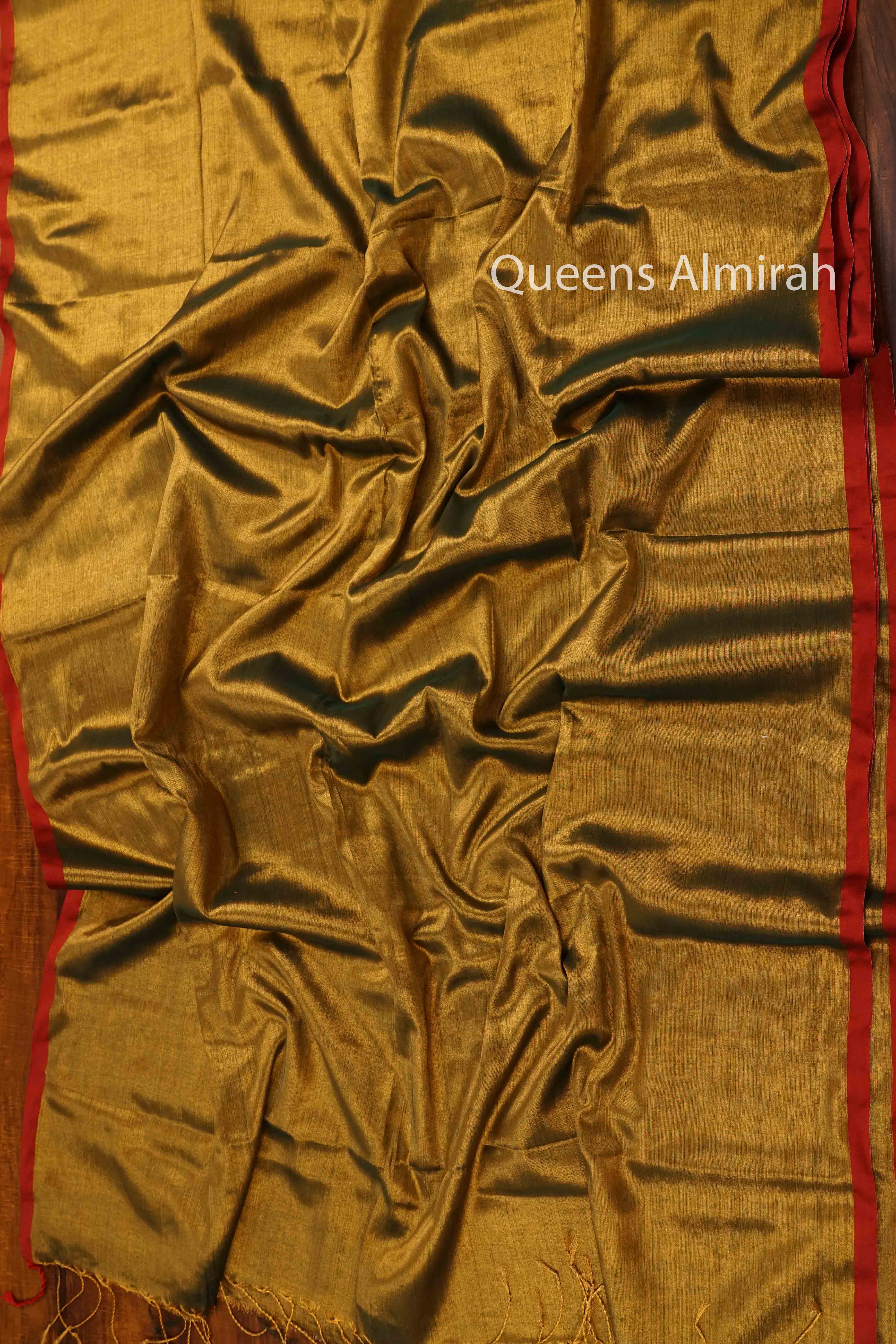MUDDY BROWN LINEN TISSUE SAREE - Queens Jewel Emporium