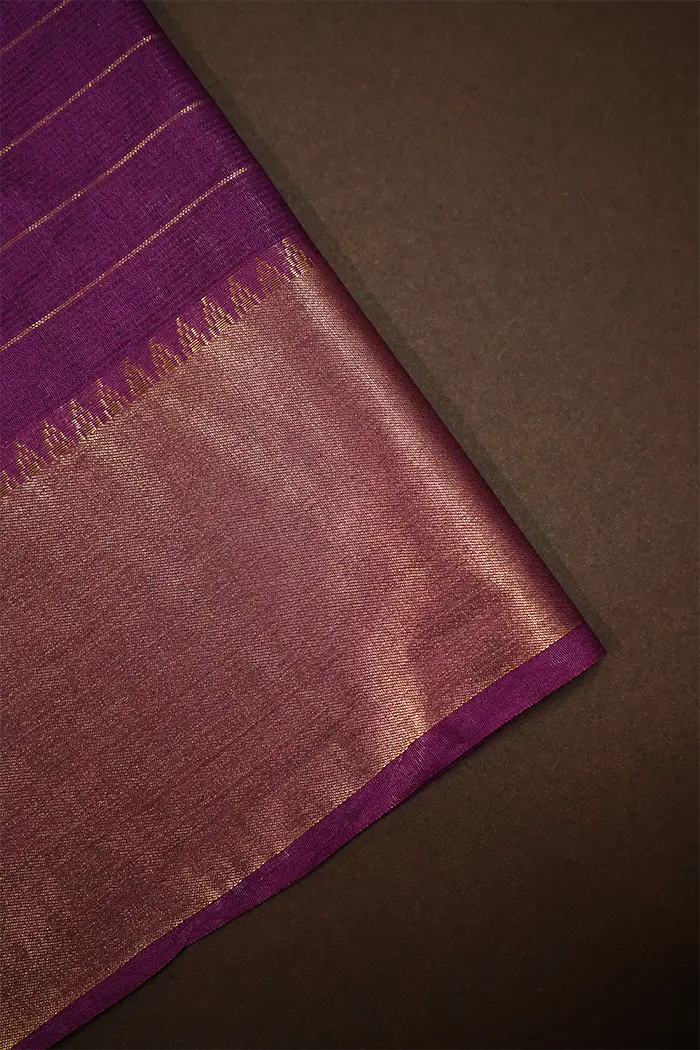MULBERRY WOOD WITH CHECKS MANGALGIRI SAREE - Queens Jewel Emporium
