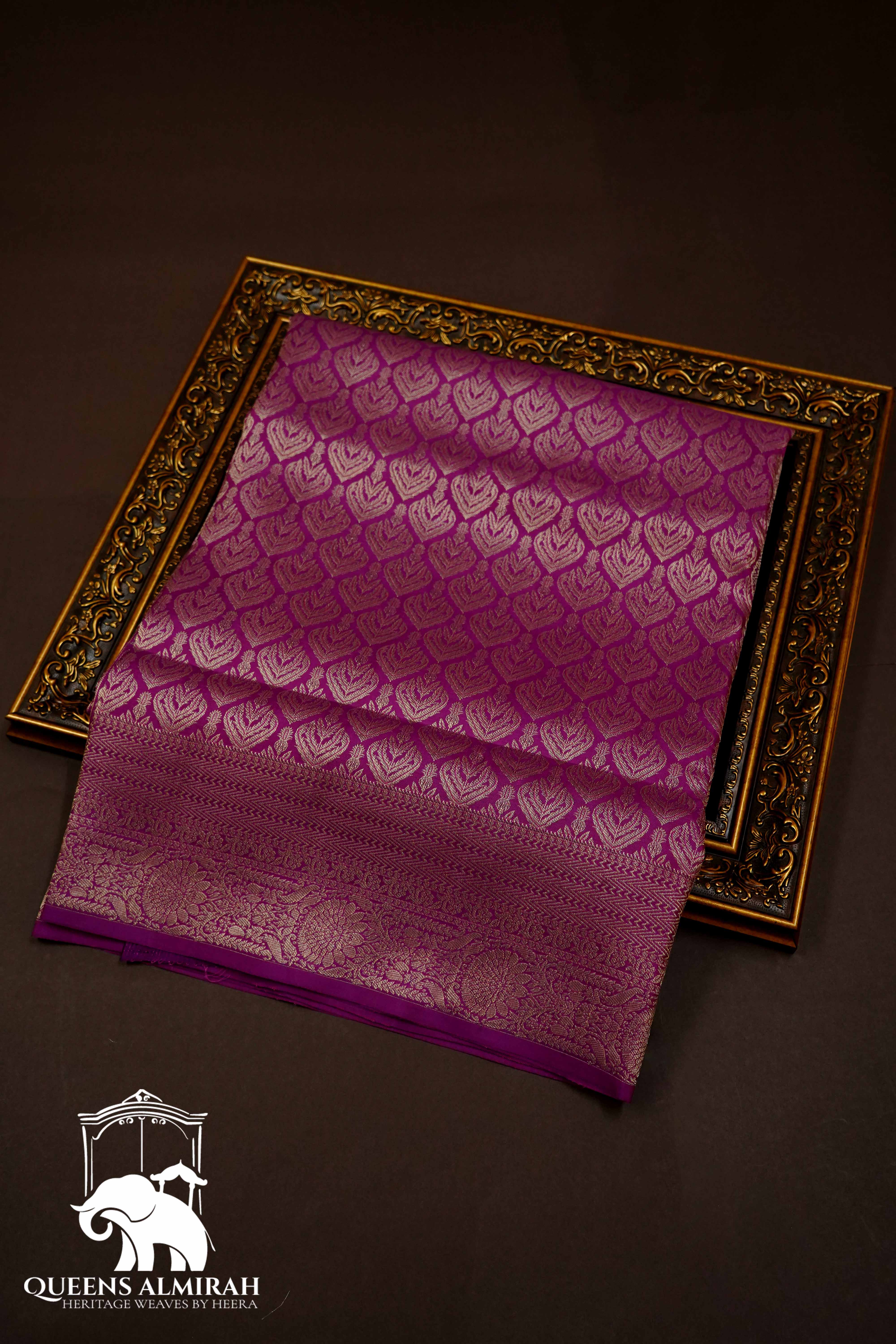 MULLED WINE WITH WOVEN BORDER SOFT SILK SAREE - Queens Jewel Emporium