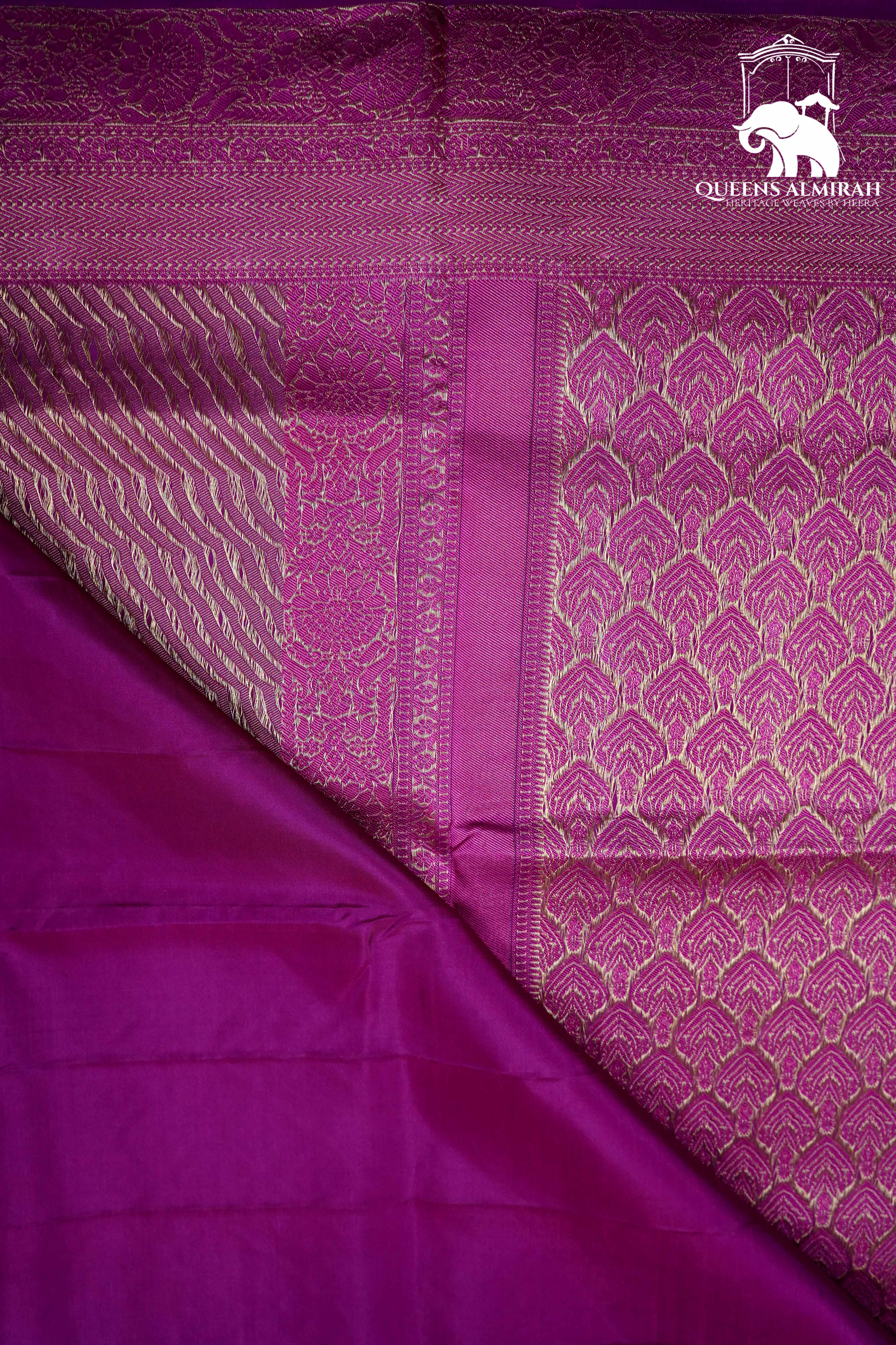 MULLED WINE WITH WOVEN BORDER SOFT SILK SAREE - Queens Jewel Emporium