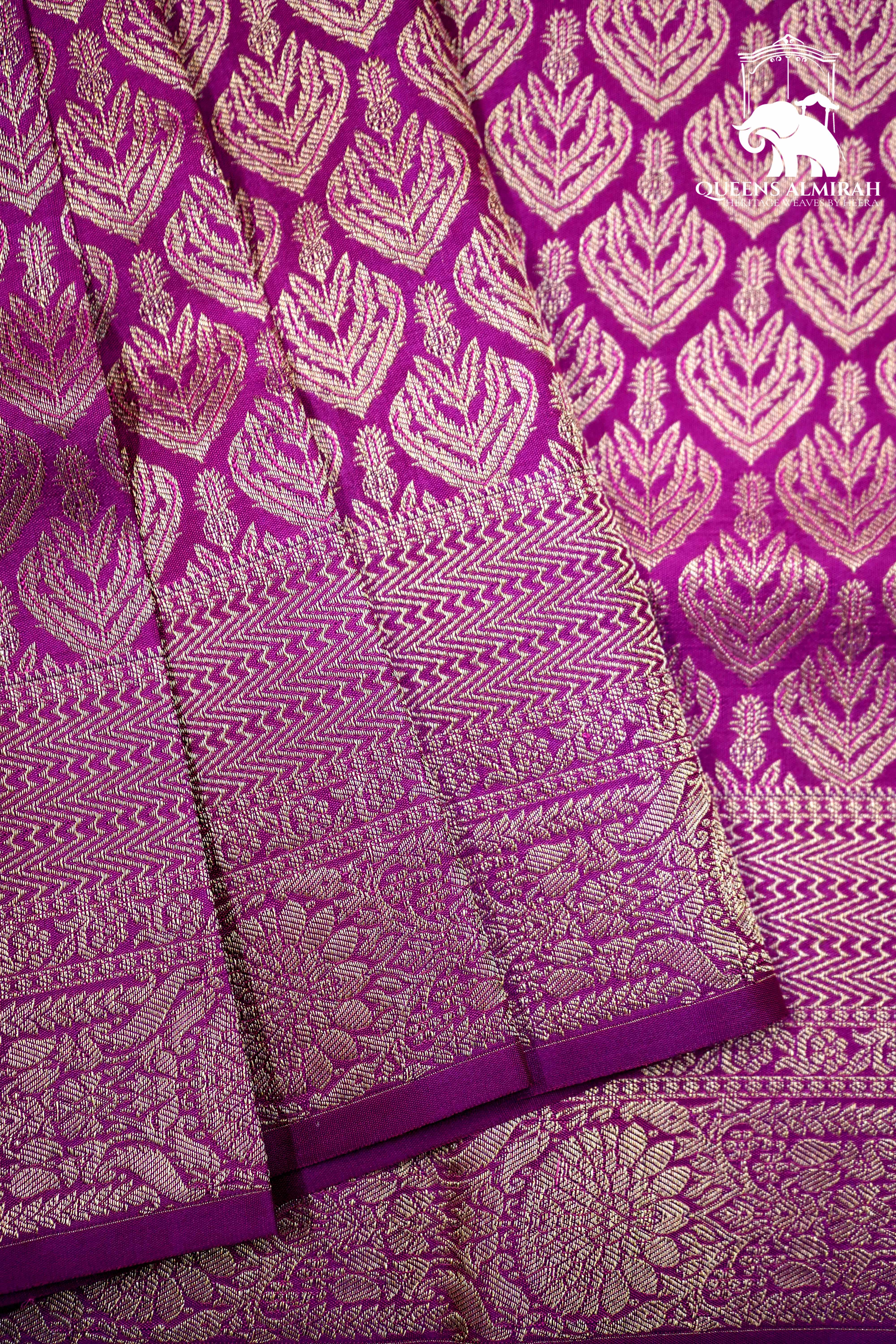 MULLED WINE WITH WOVEN BORDER SOFT SILK SAREE - Queens Jewel Emporium