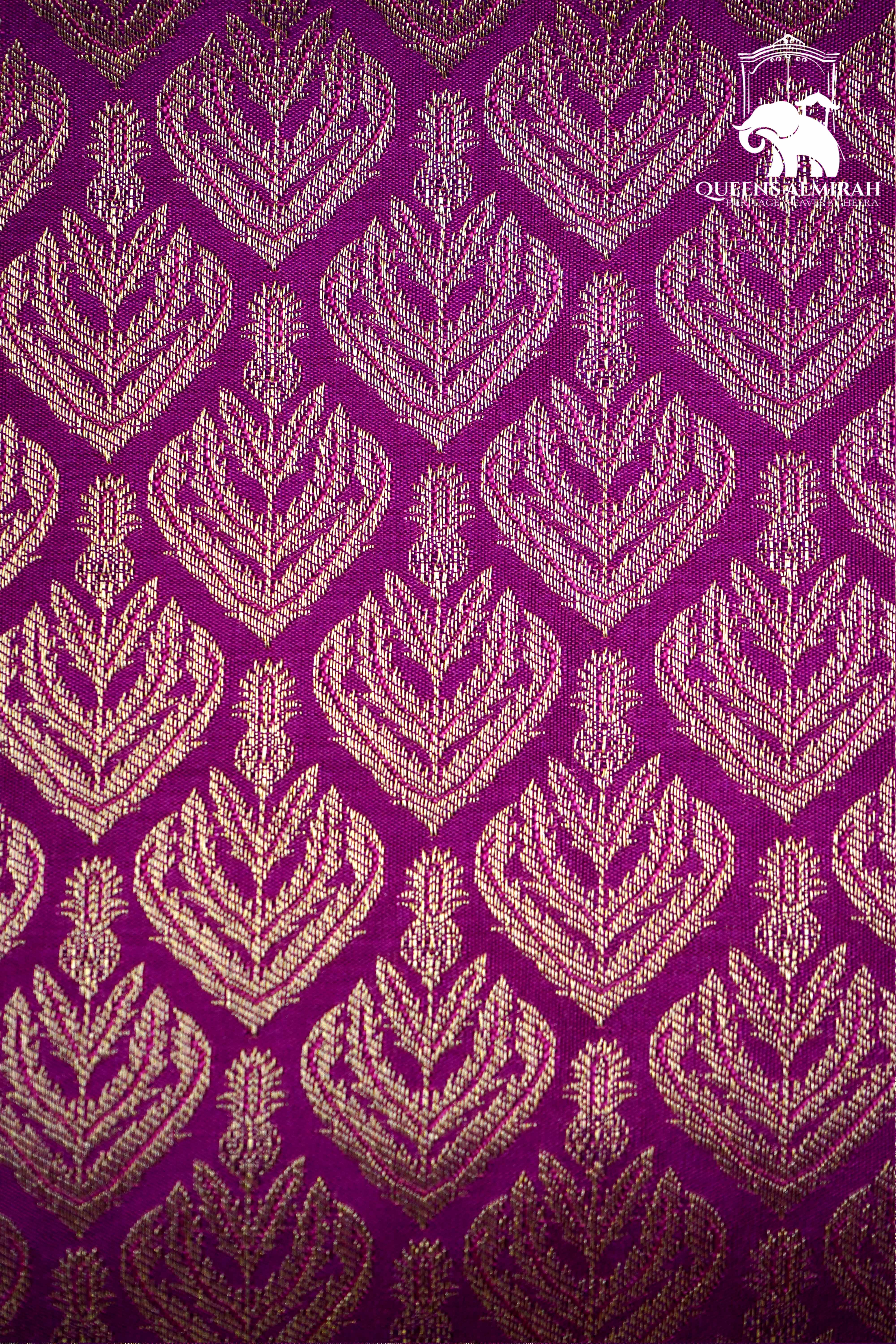 MULLED WINE WITH WOVEN BORDER SOFT SILK SAREE - Queens Jewel Emporium