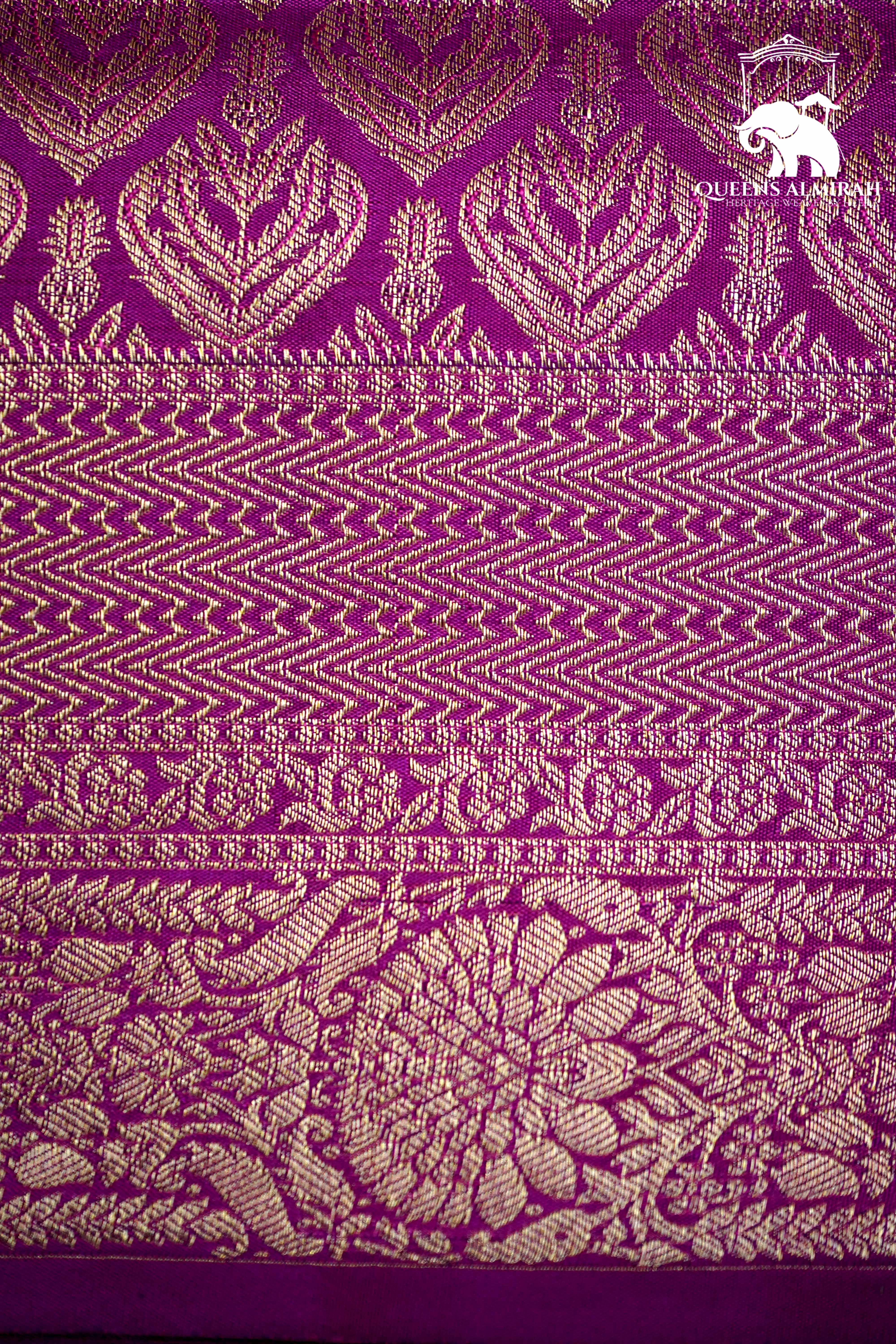 MULLED WINE WITH WOVEN BORDER SOFT SILK SAREE - Queens Jewel Emporium