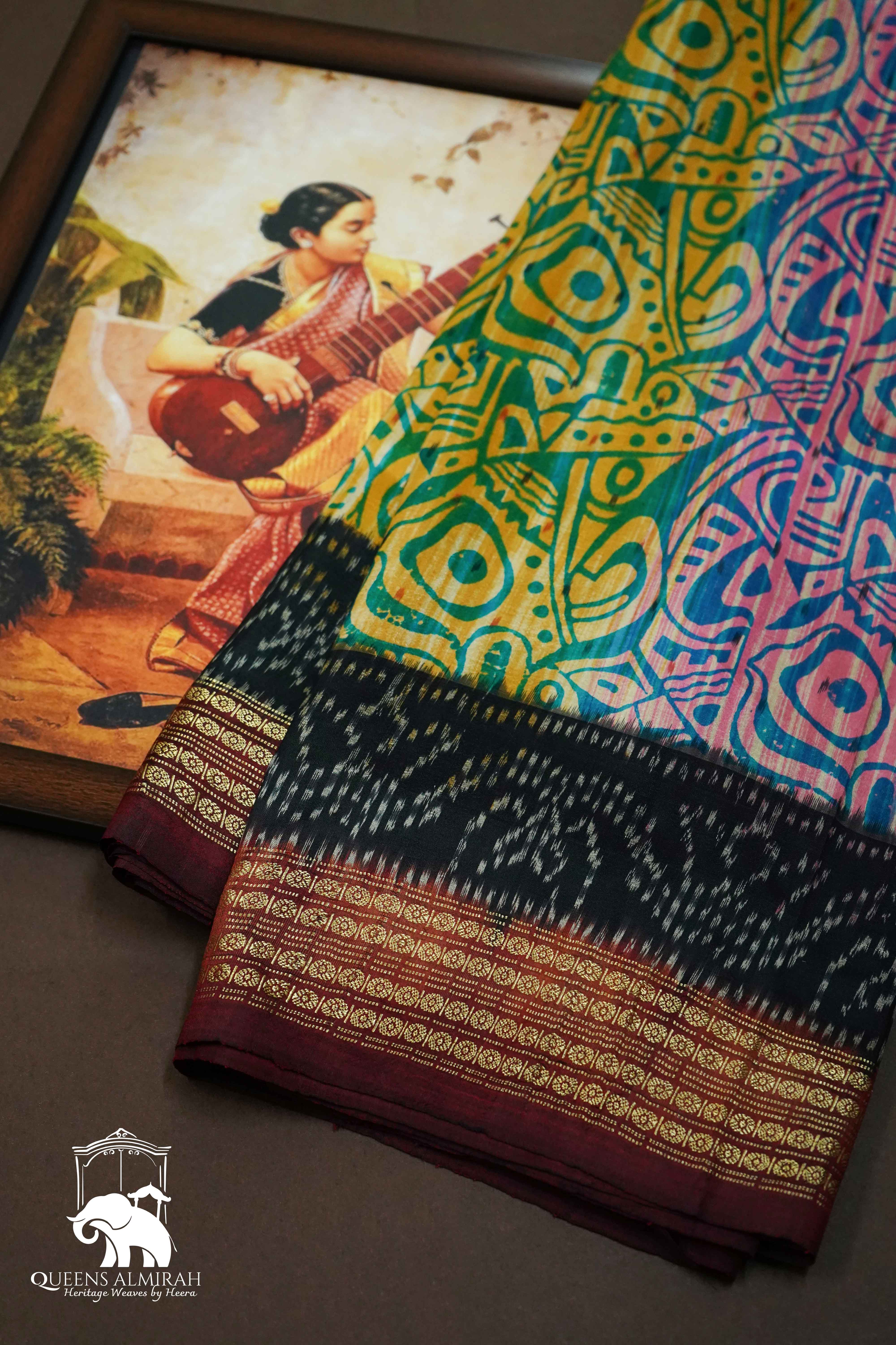 MULTI COLOR MULBERRY SILK SAREE - Queens Jewel Emporium