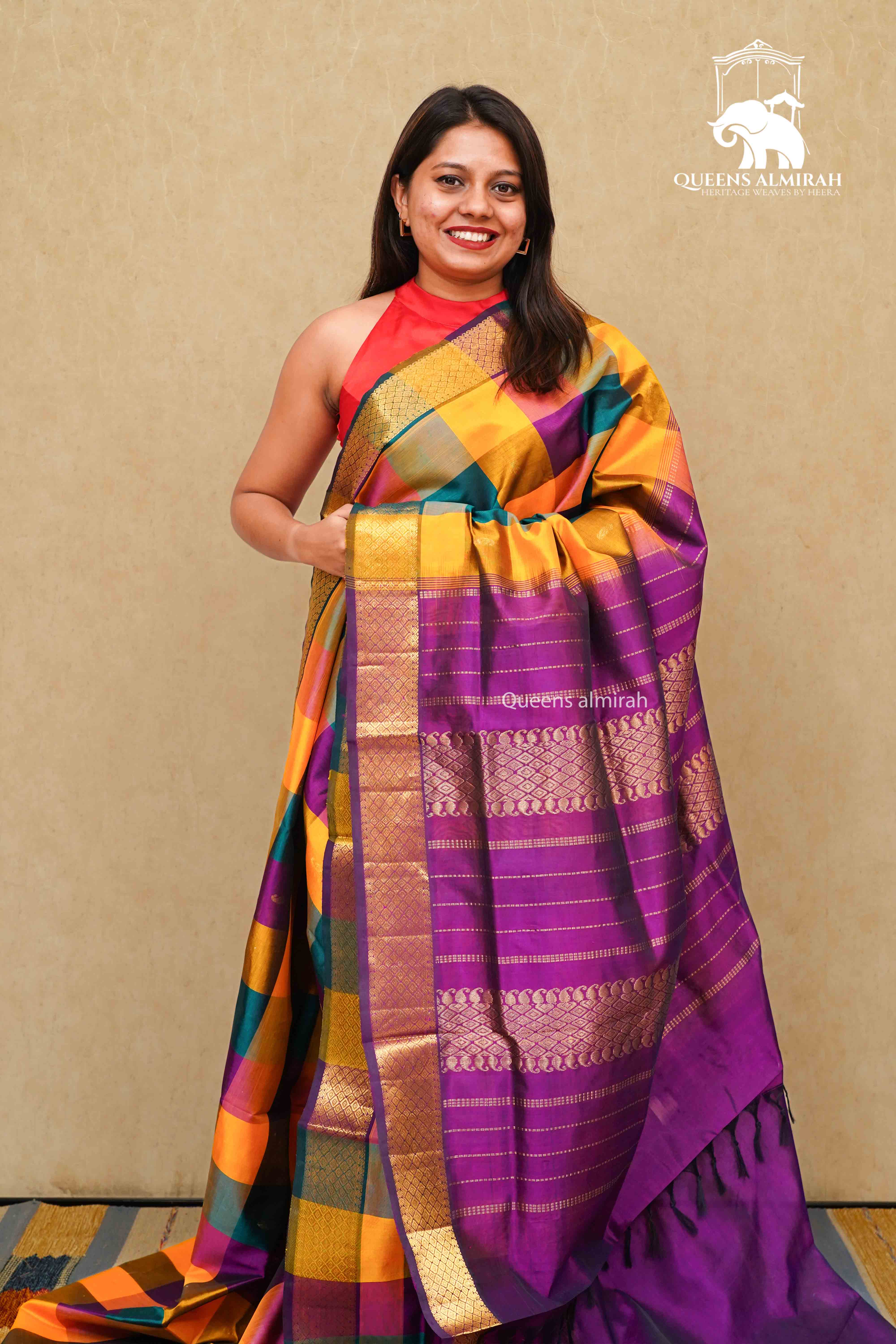 MULTI COLOR PURE KANCHI SILK COTTON - Queens Jewel Emporium