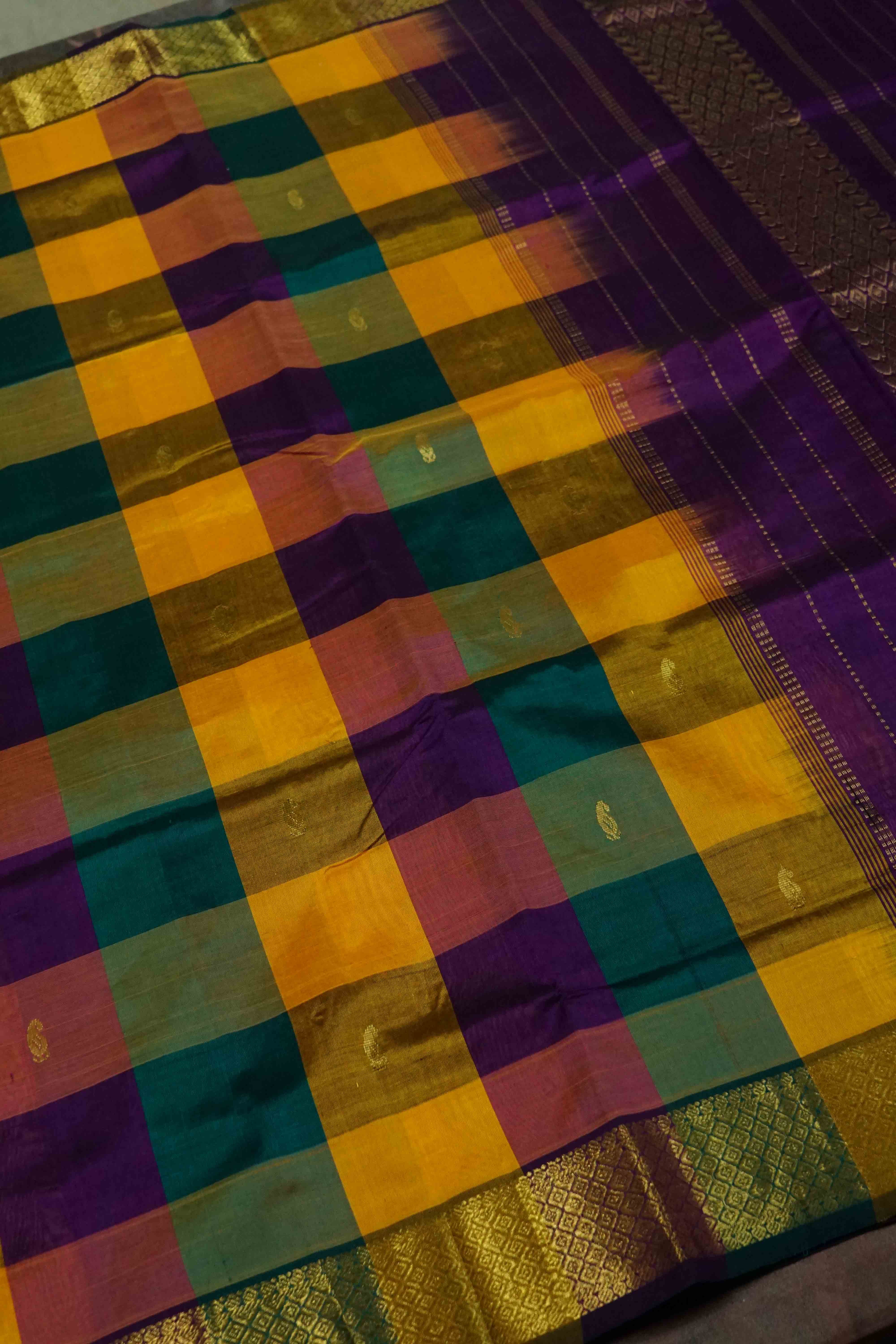 MULTI COLOR PURE KANCHI SILK COTTON - Queens Jewel Emporium